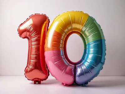 Red Number One And Multicolored Zero Balloons