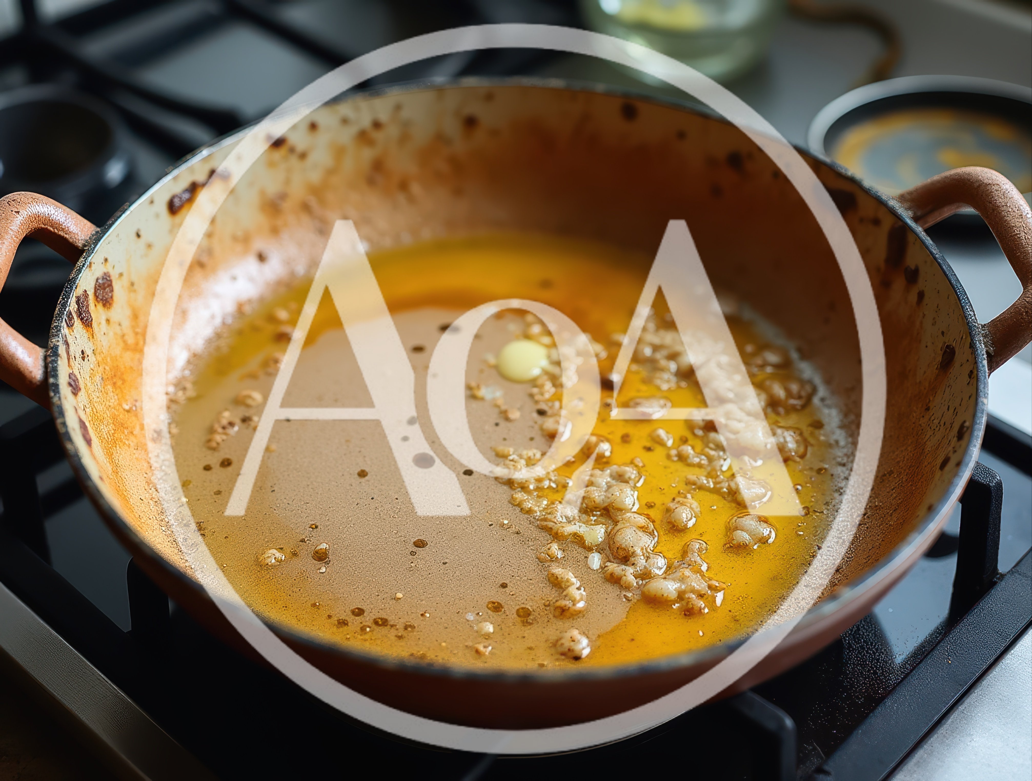 Garlic Sautéing in Butter in a Cast Iron Skillet