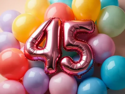 Number 45 Foil Balloon Birthday Celebration