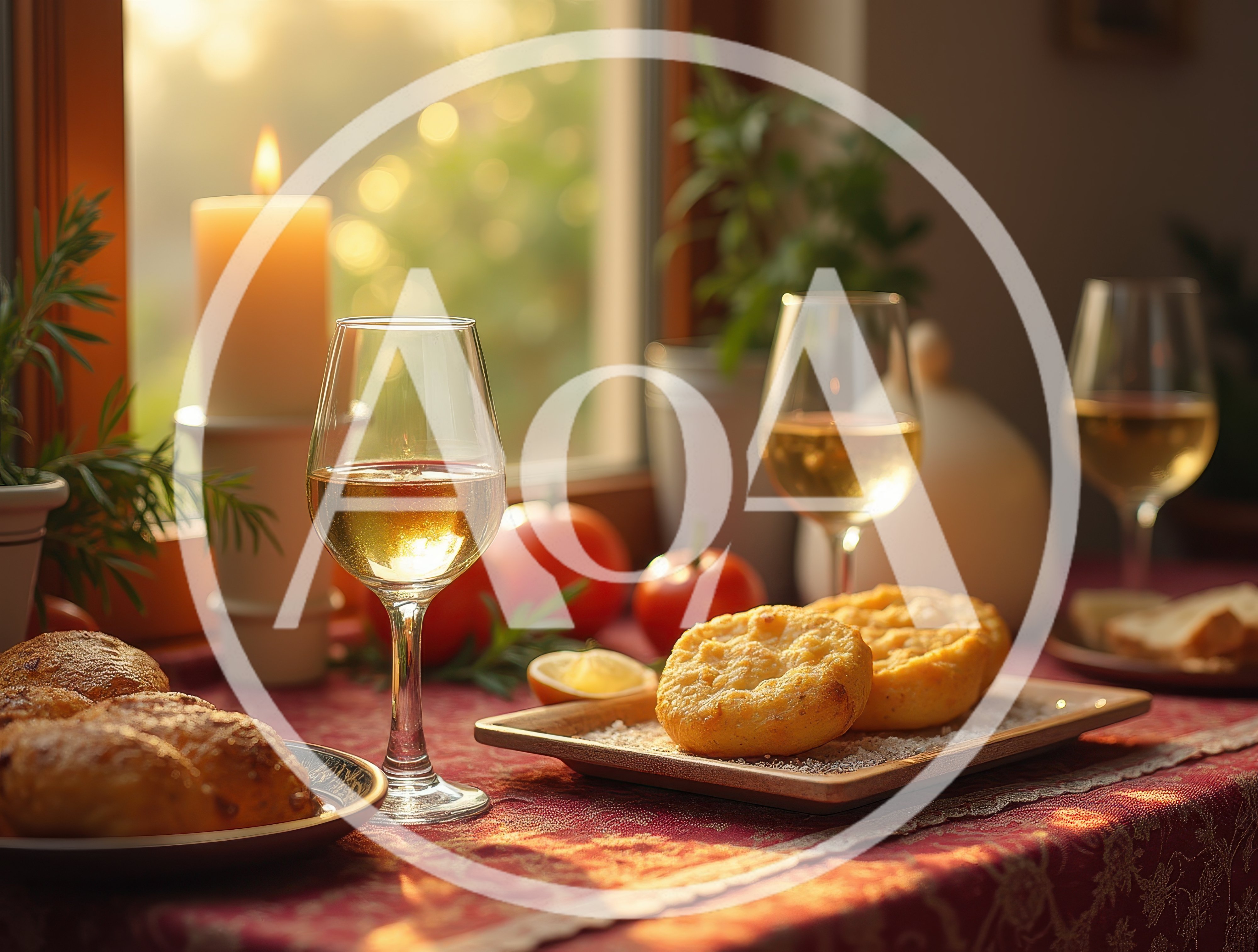 Romantic Dinner Setting With Wine And Fresh Bread