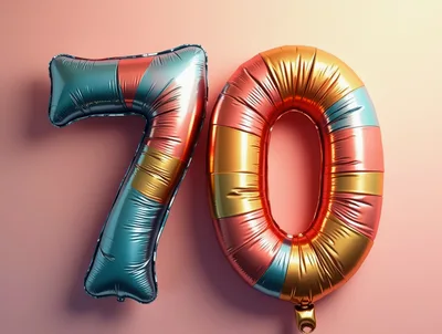 Seventy Number Balloon On Pink Background