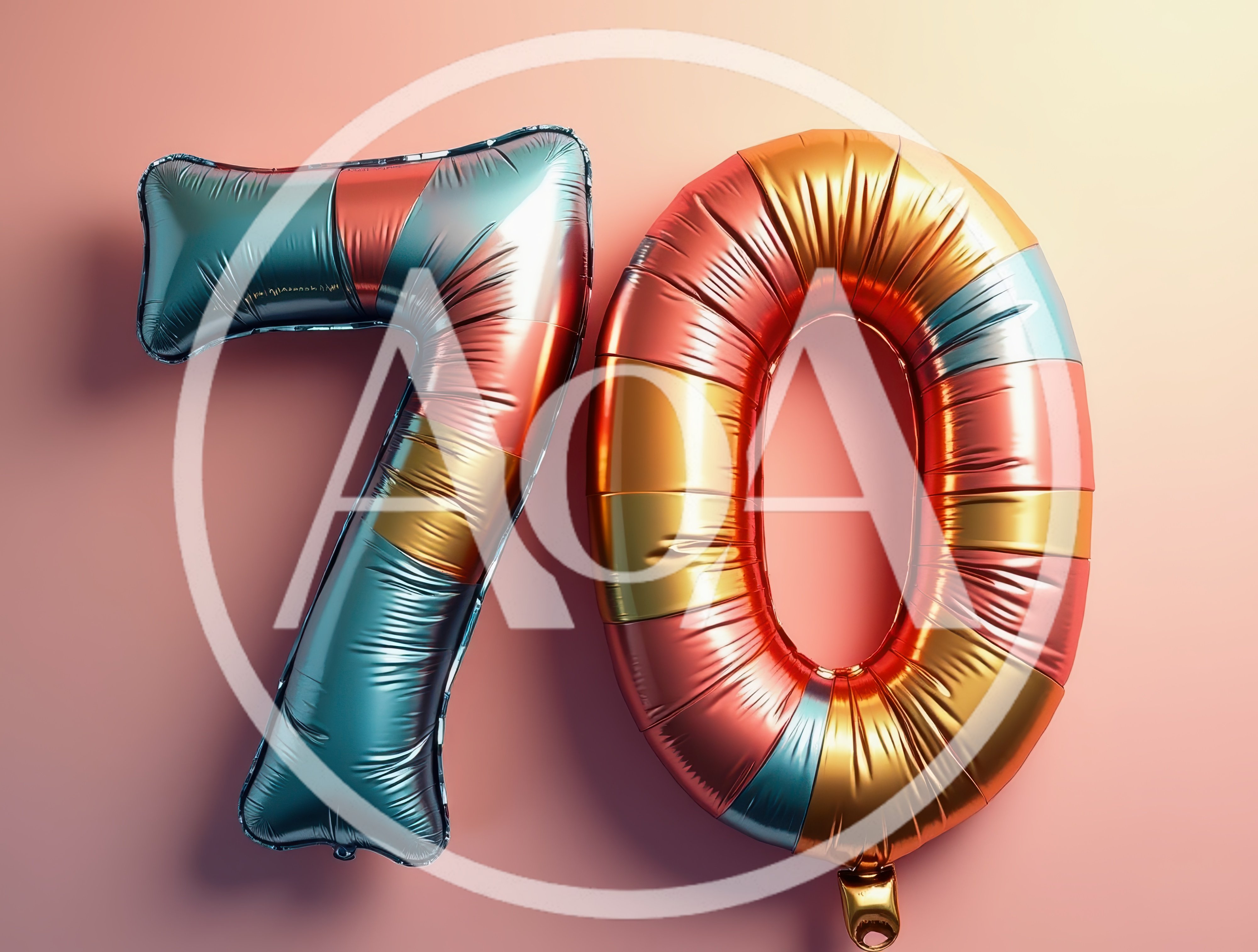 Seventy Number Balloon On Pink Background