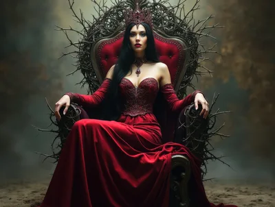 Gothic Queen Sitting On A Thorny Throne