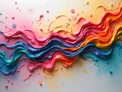 Abstract Colorful Paint Swirls On Gradient Background