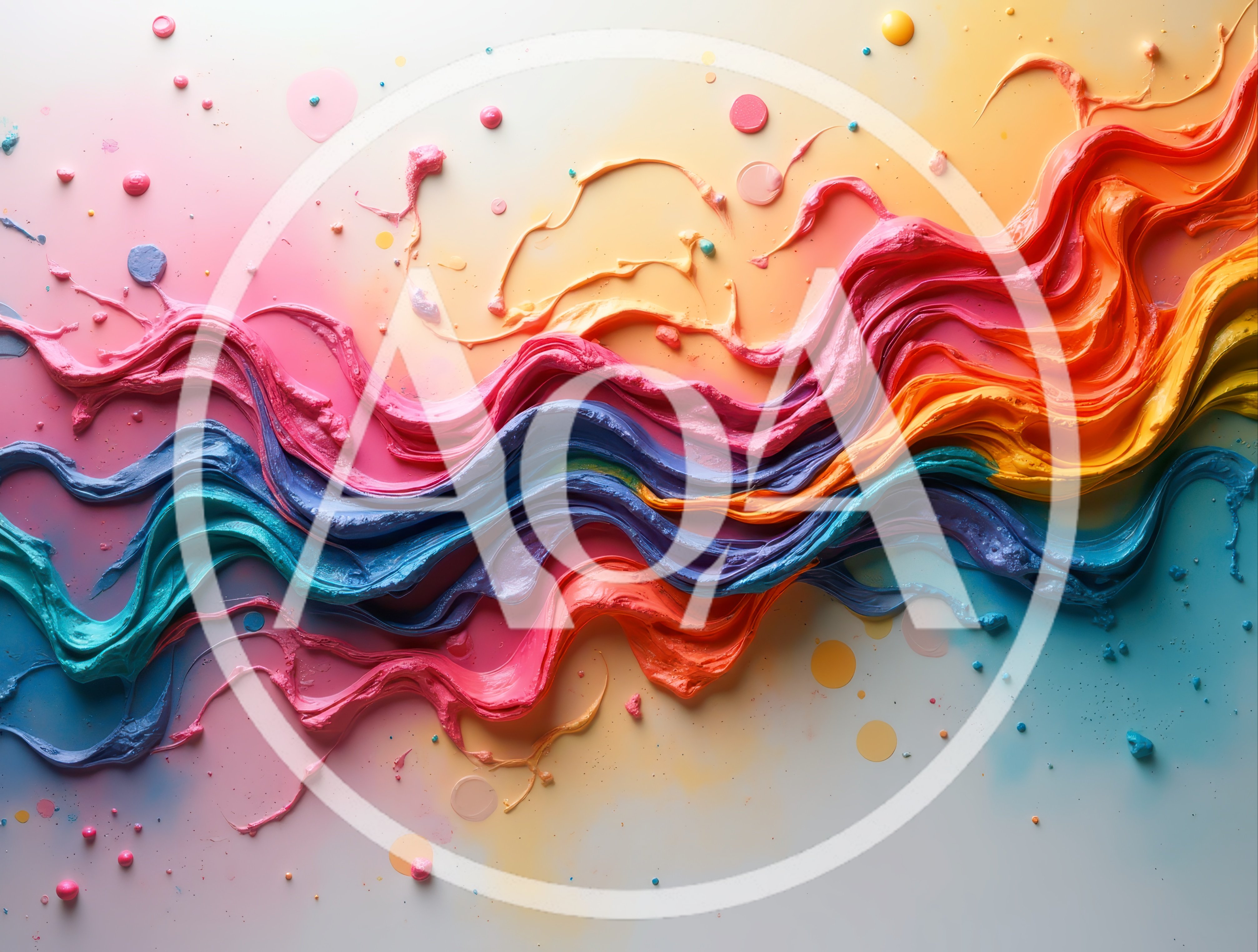 Abstract Colorful Paint Swirls On Gradient Background