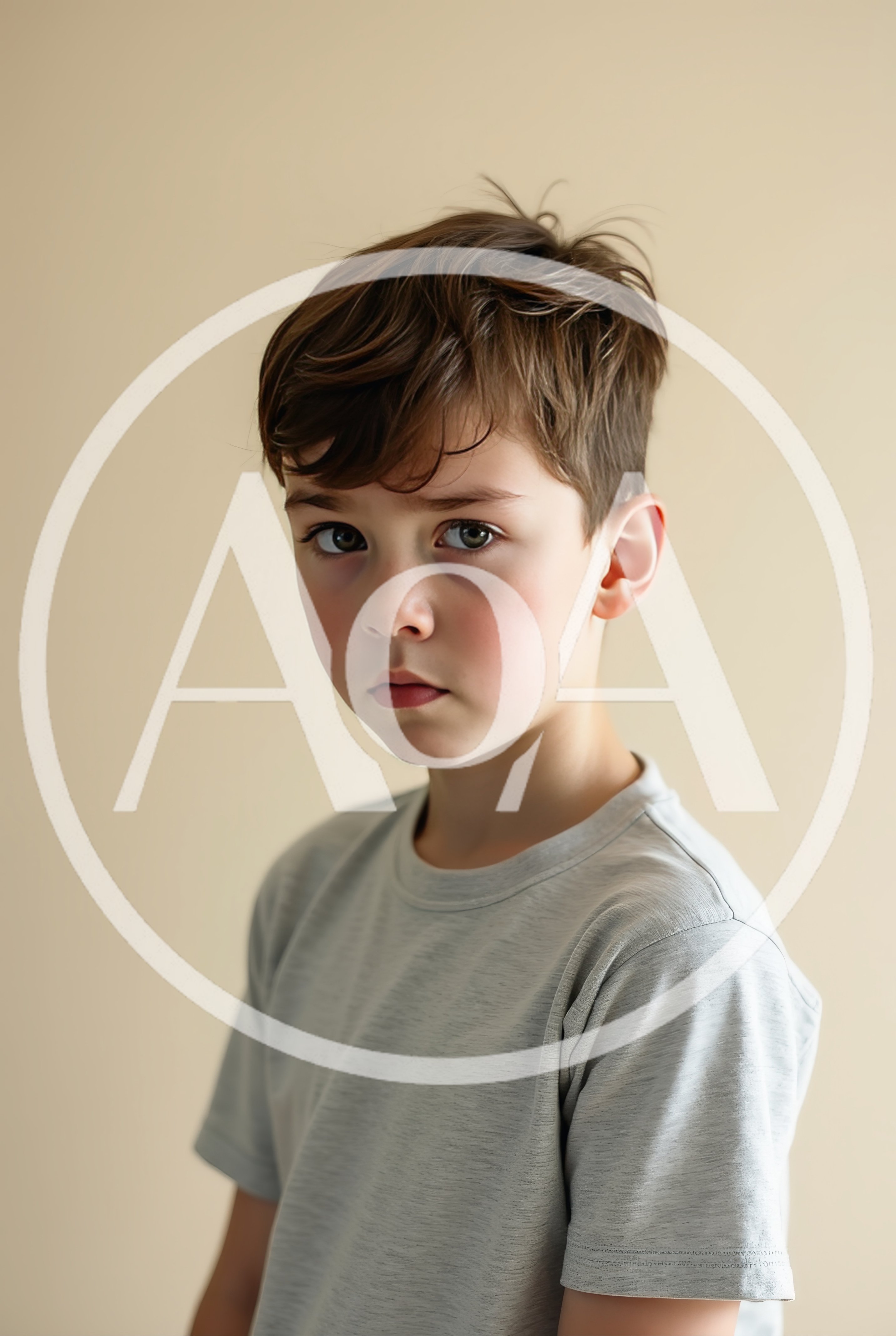 Portrait Of A Young Boy With A Serious Expression