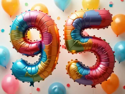 Colorful Number 95 Foil Balloons for Birthday Celebration