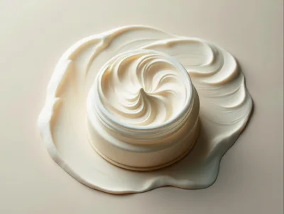 Open Jar Of Cream With Swirled Texture