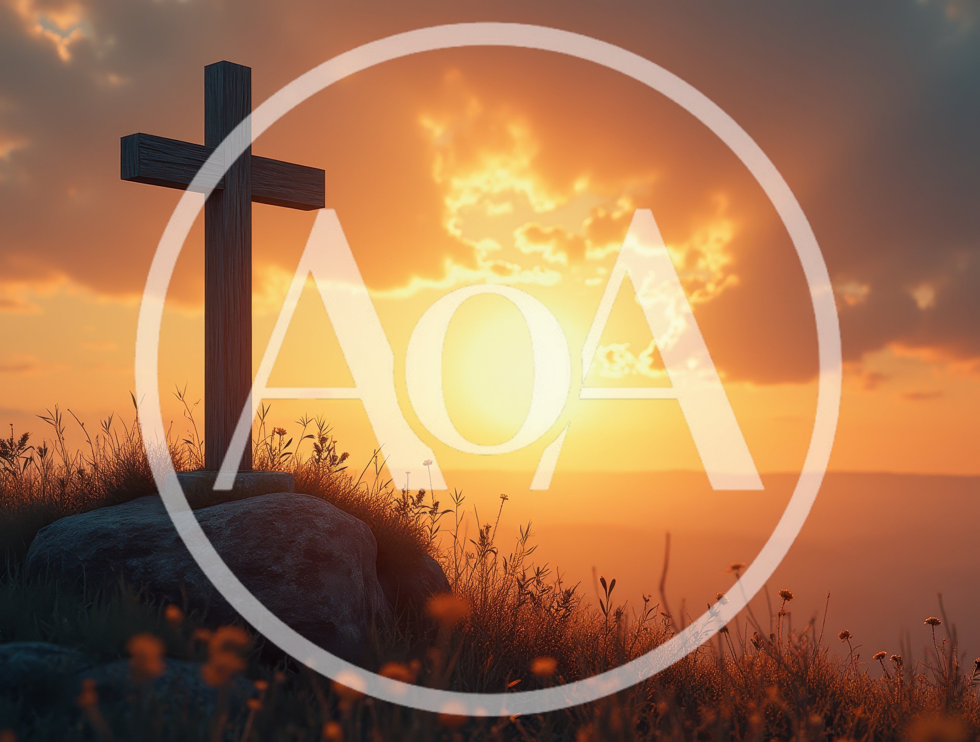 Wooden Cross Standing On A Hill At Sunset