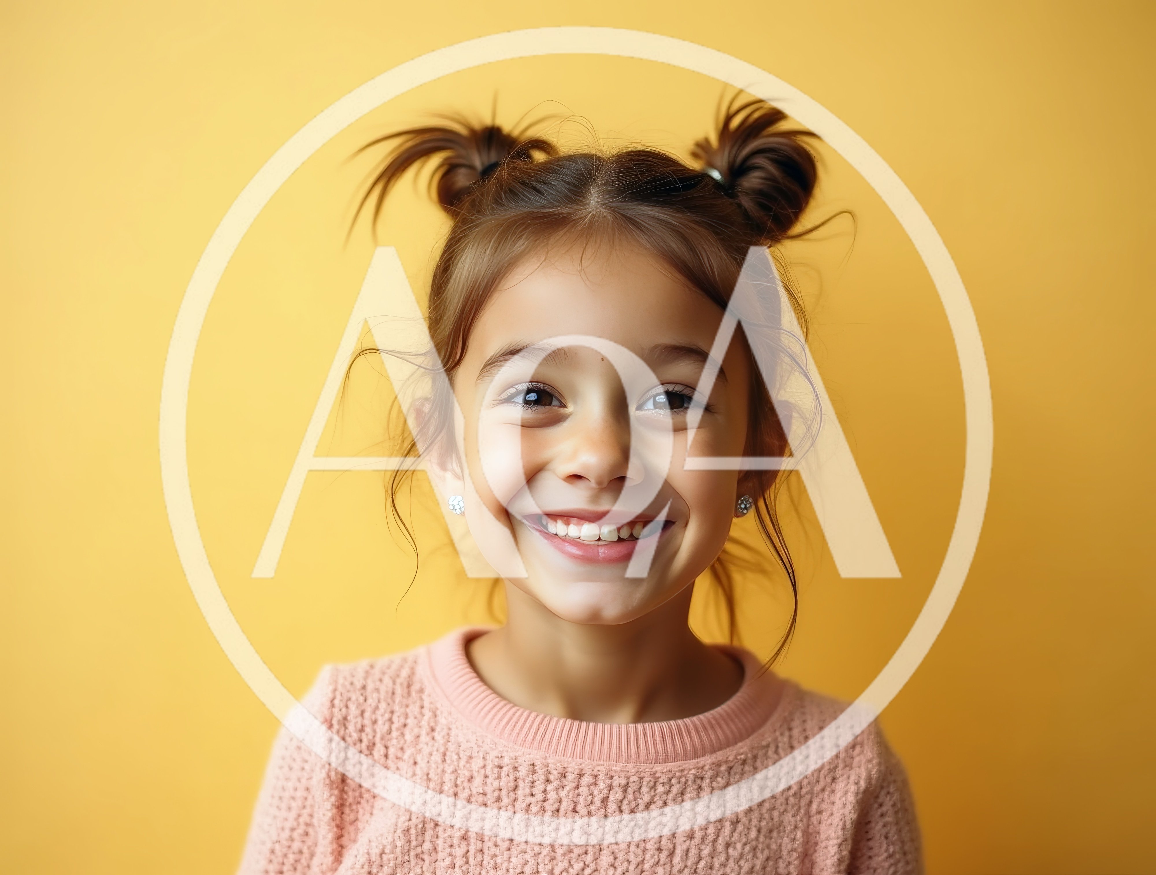 Portrait Of A Smiling Young Girl With Pigtails