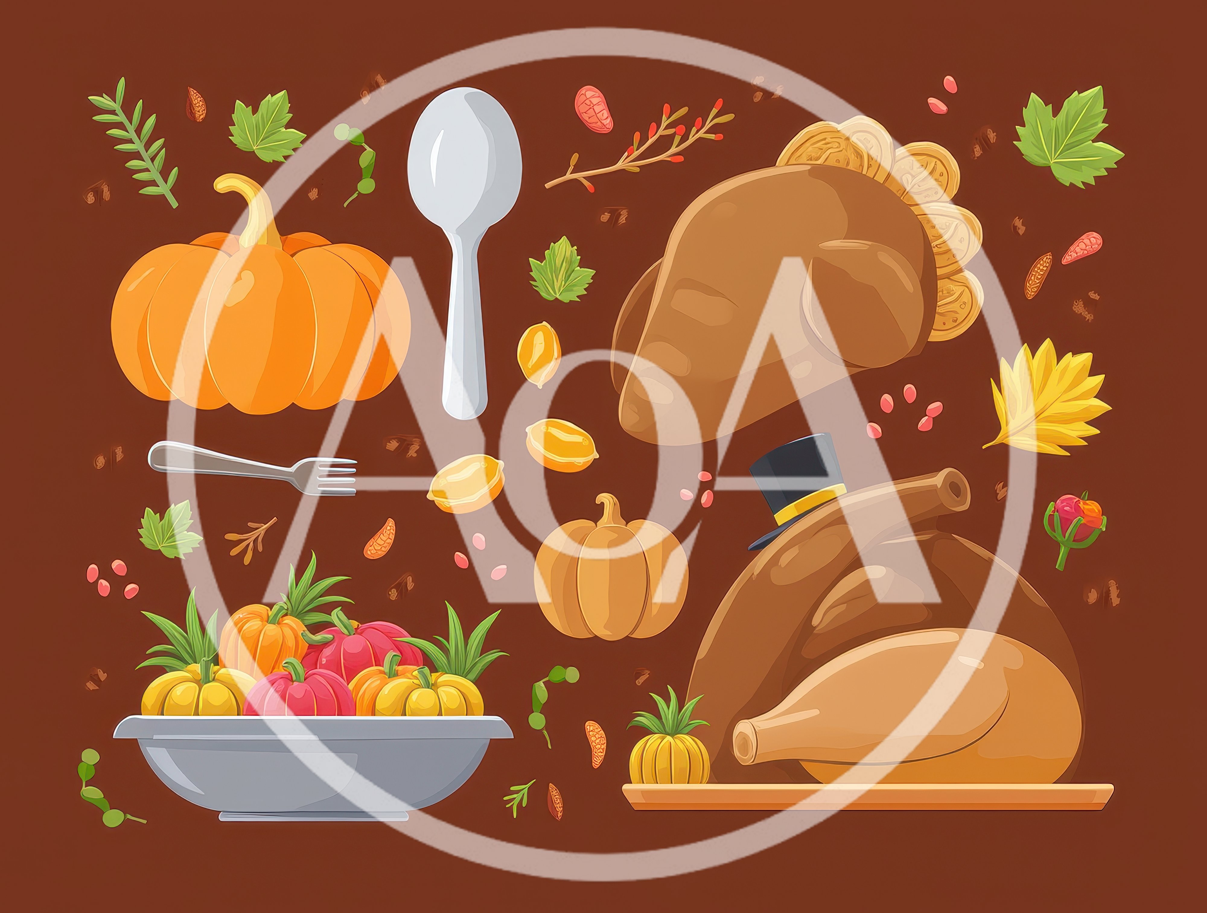 Thanksgiving Holiday Food Icons and Elements