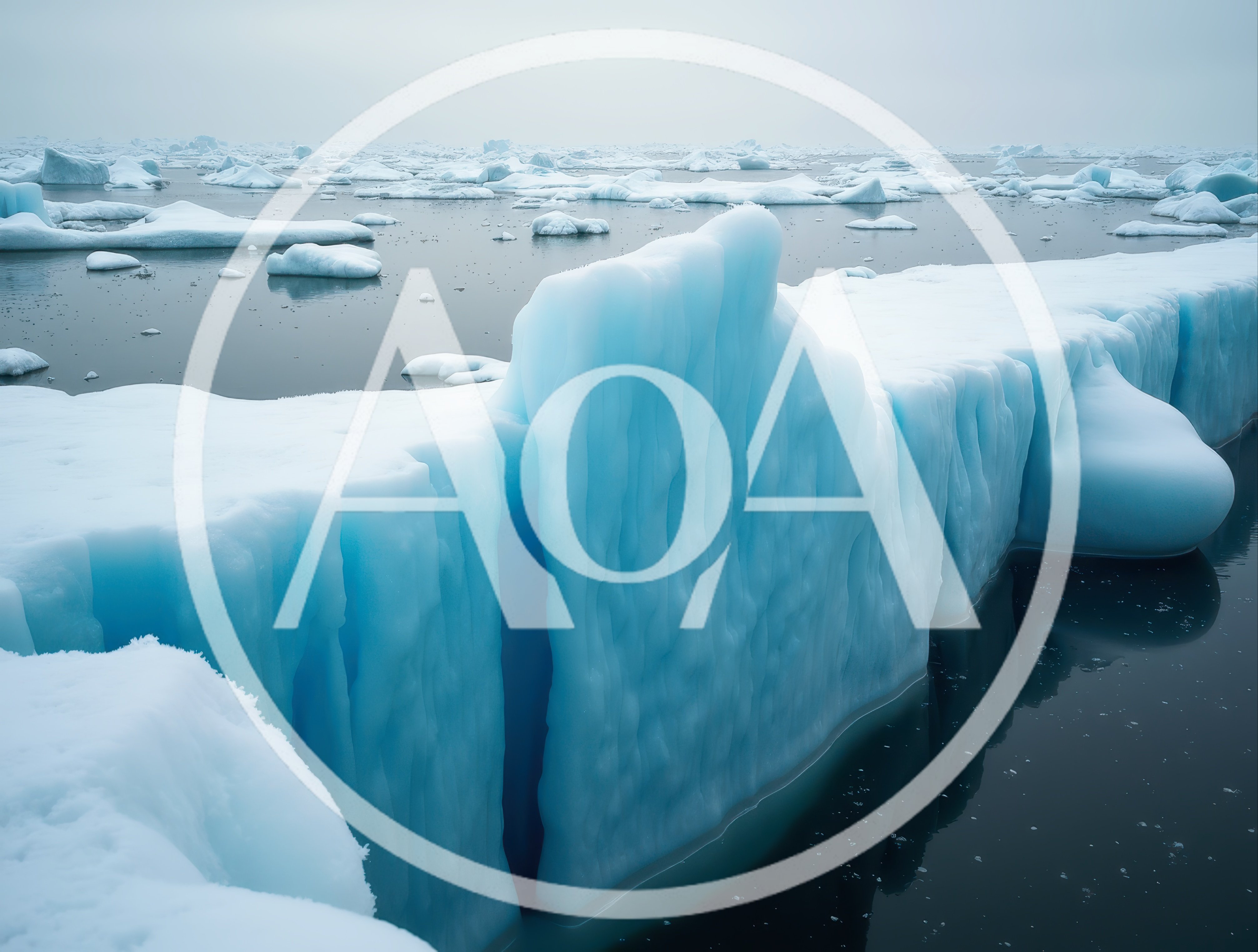 Massive Blue Iceberg Floating In Arctic Waters