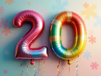 Metallic Number Twenty Balloons For Anniversary Celebration