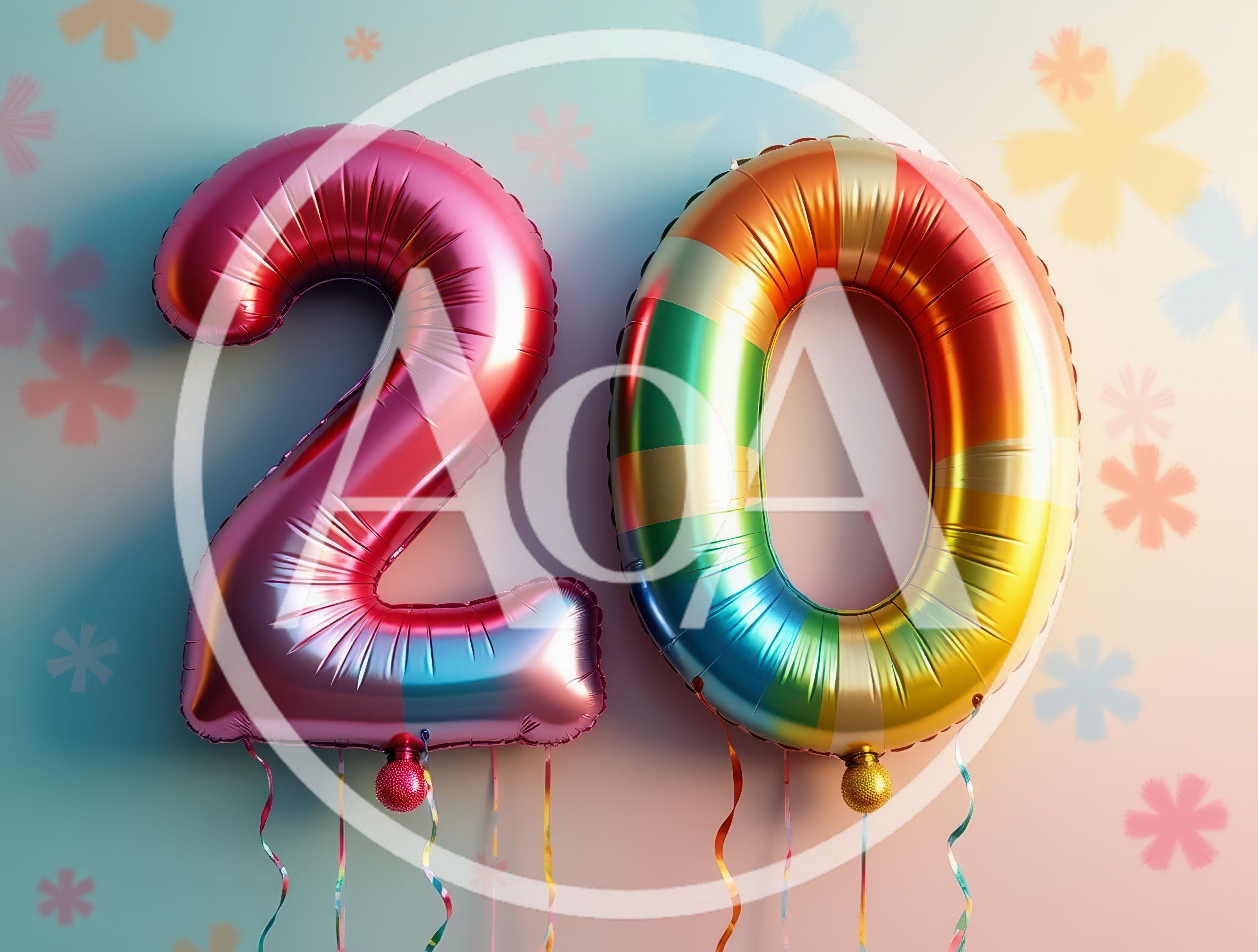 Metallic Number Twenty Balloons For Anniversary Celebration