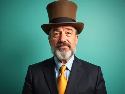 Portrait Of A Mature Man Wearing A Top Hat