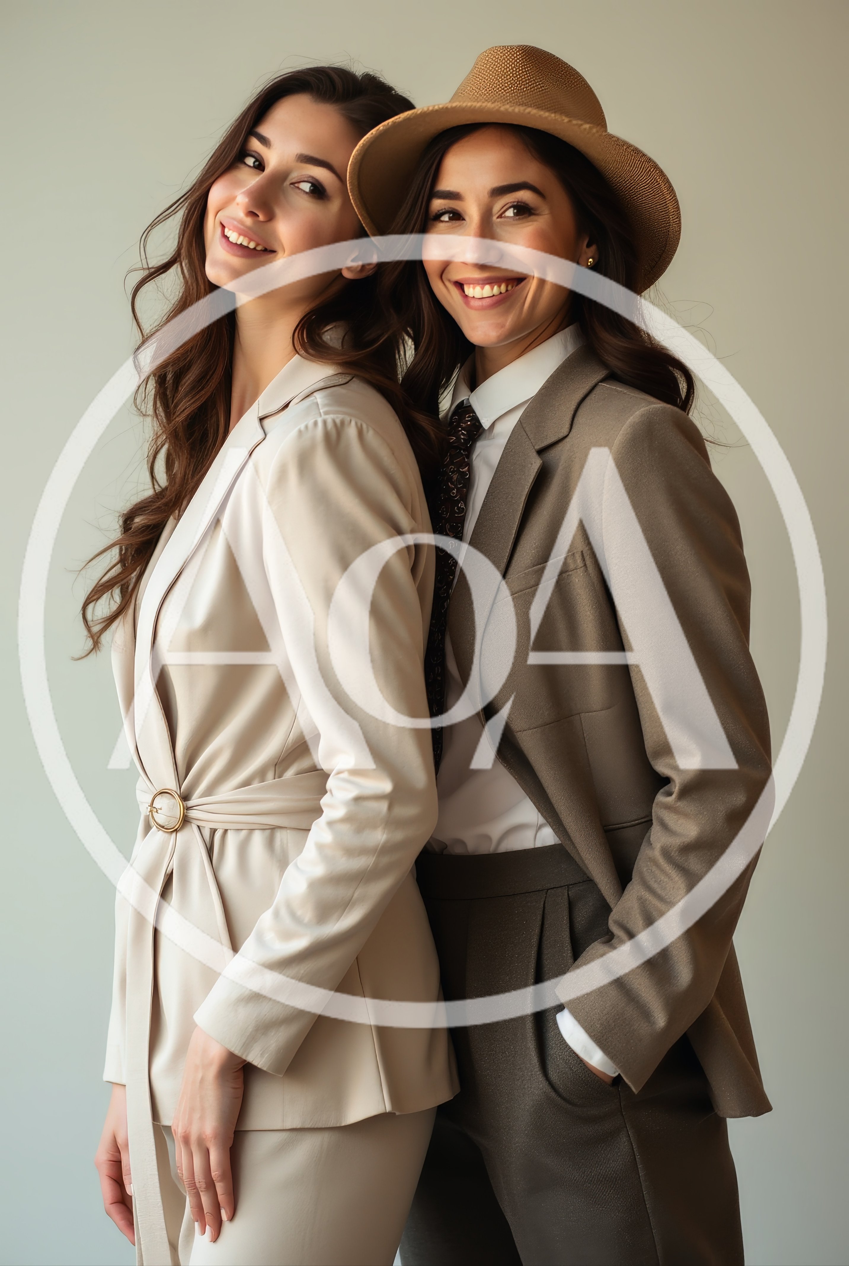 Two Stylish Women Posing In Professional Business Suits