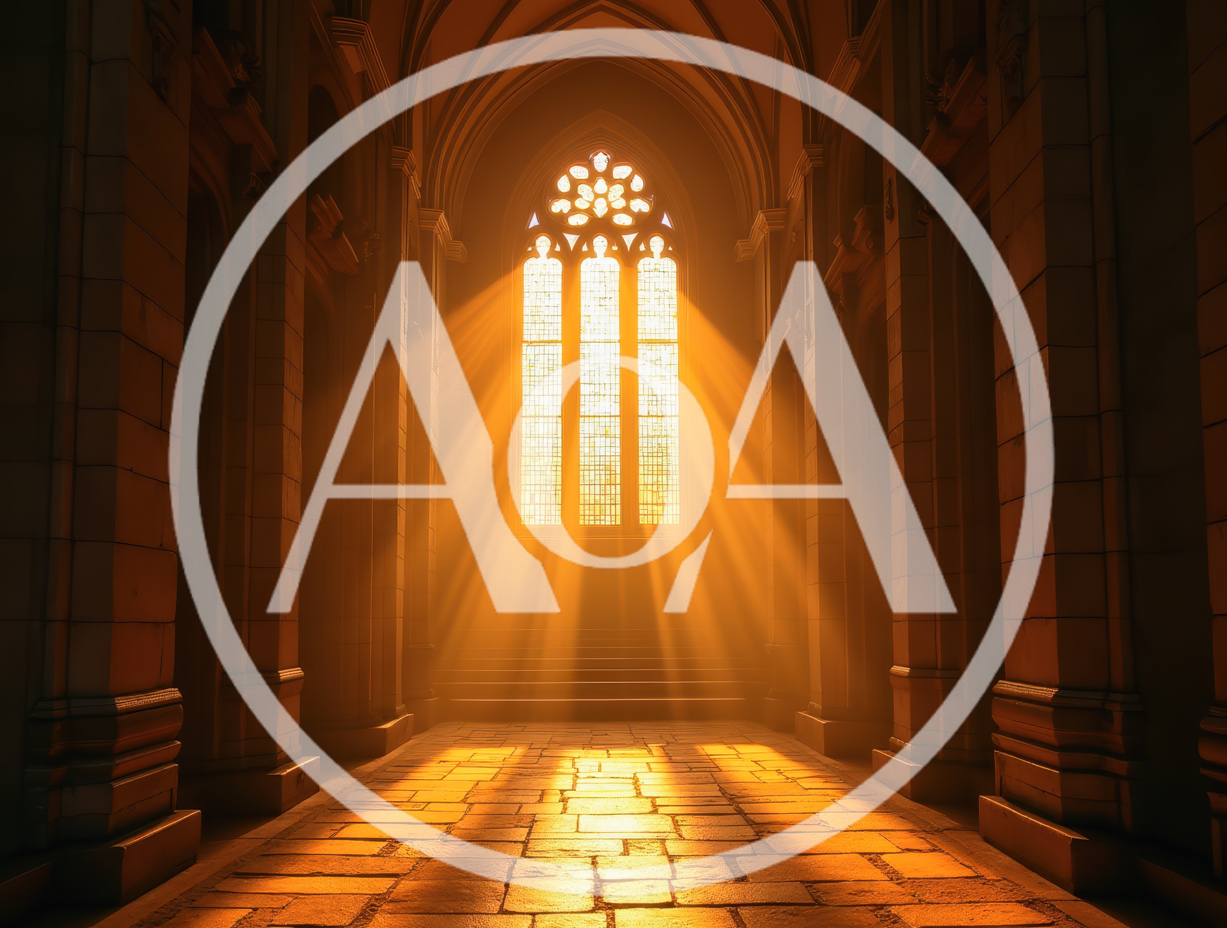 Sunlight Streaming Through Gothic Church Window