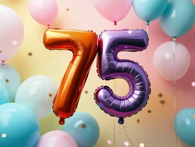Seventy Five Birthday Celebration Balloons