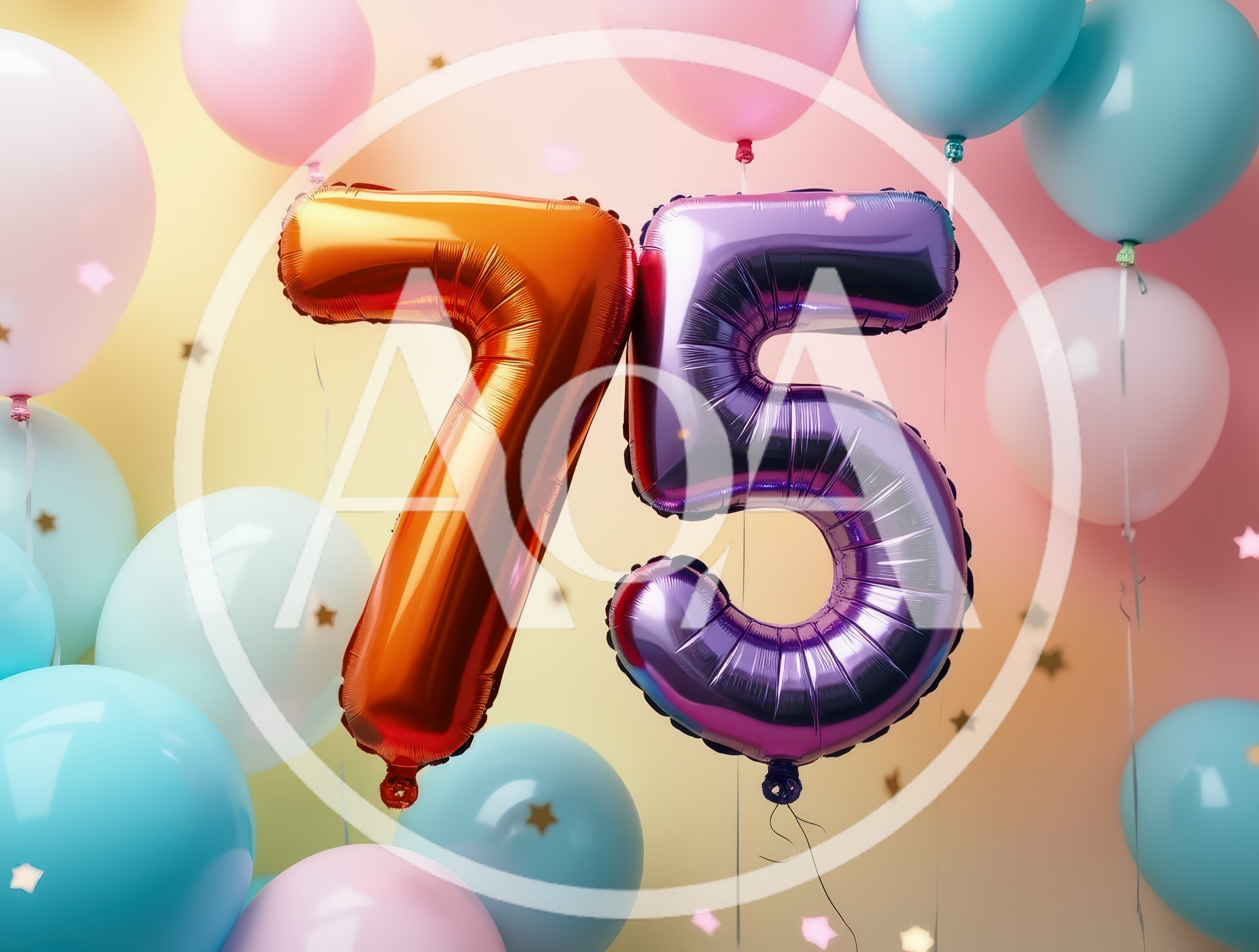 Seventy Five Birthday Celebration Balloons