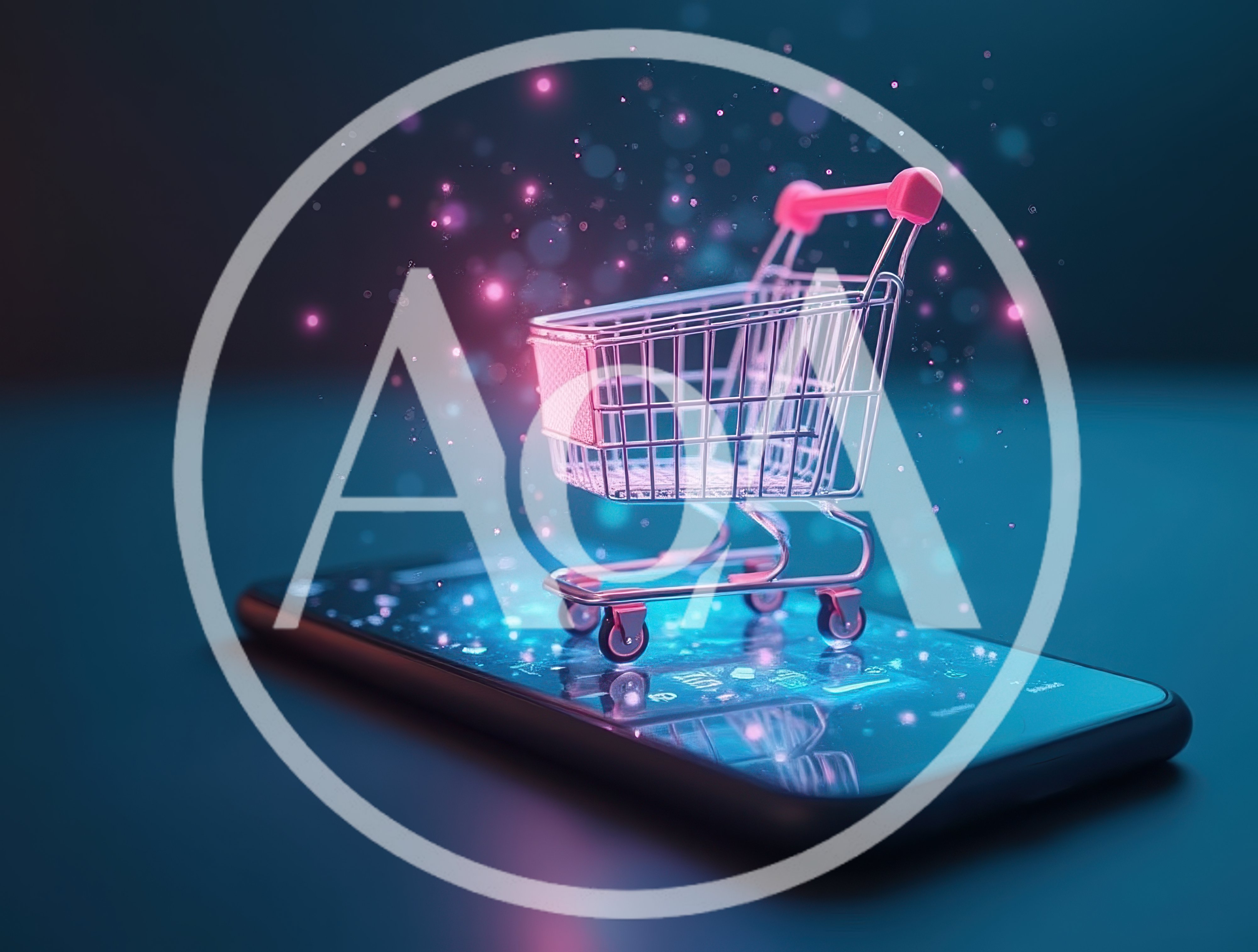 Miniature Shopping Cart Floating Above A Smartphone Screen
