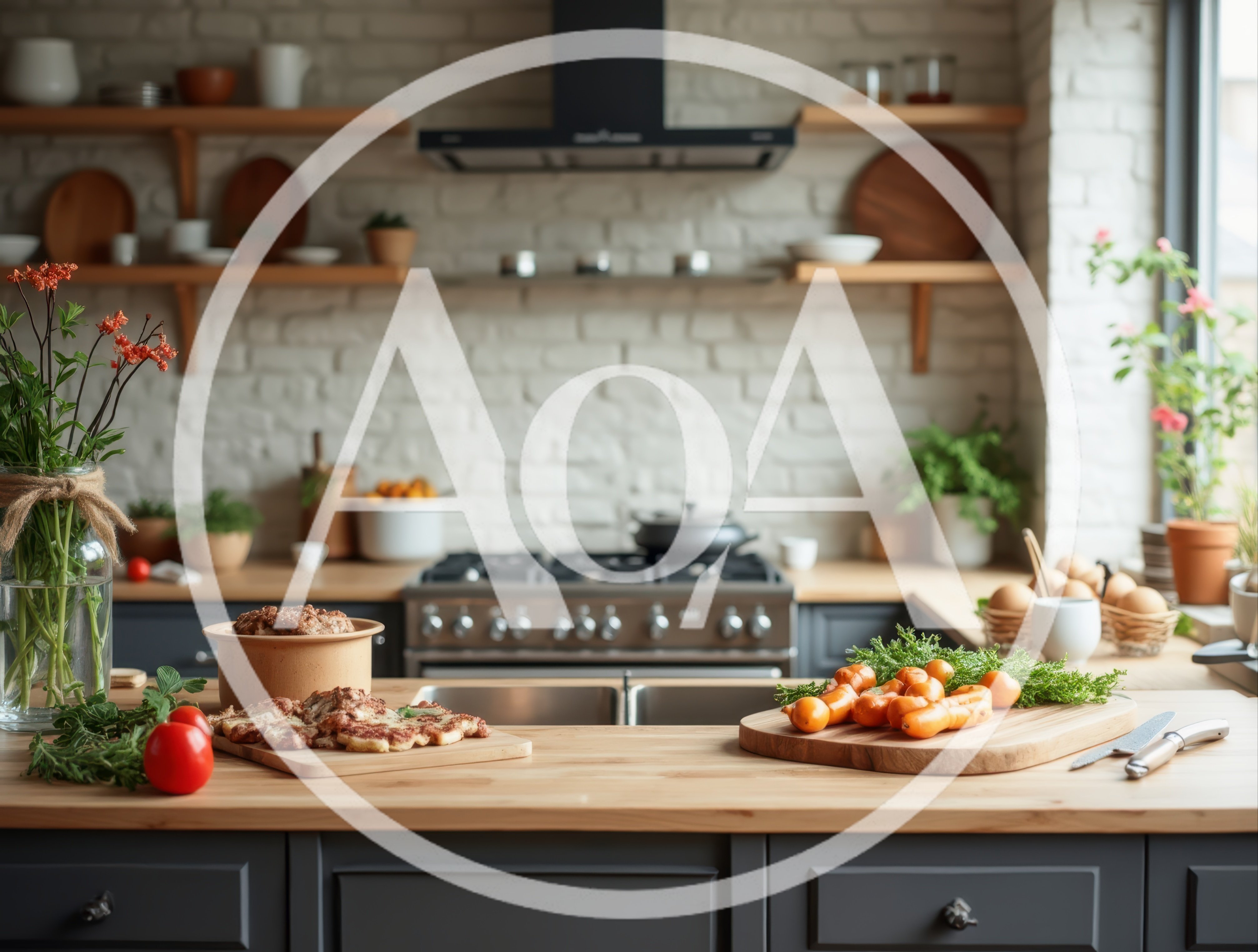 Fresh Ingredients Prepared On A Modern Kitchen Counter