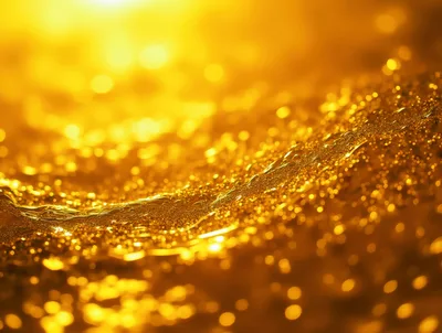 Abstract Golden Glittering Liquid Surface Background