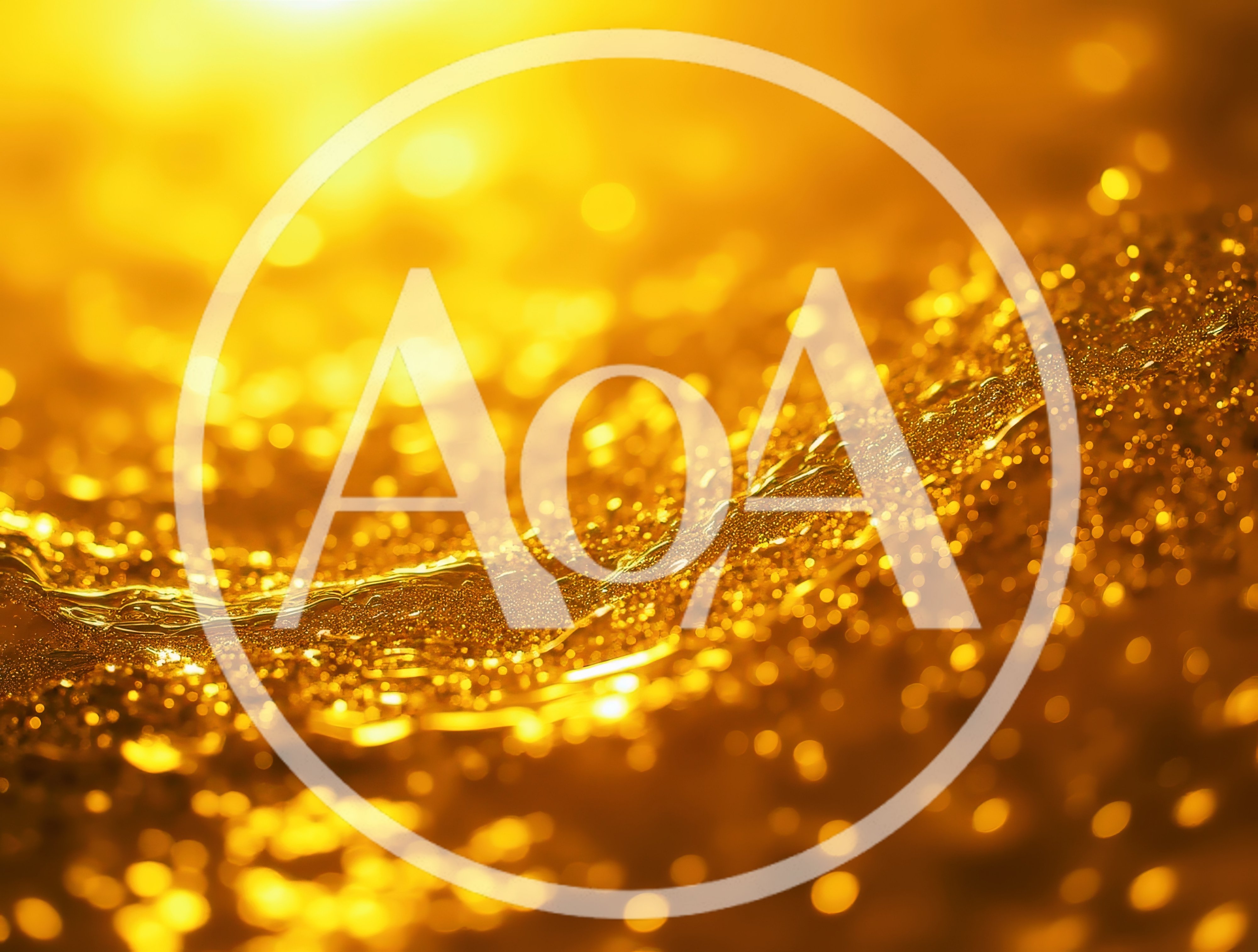 Abstract Golden Glittering Liquid Surface Background