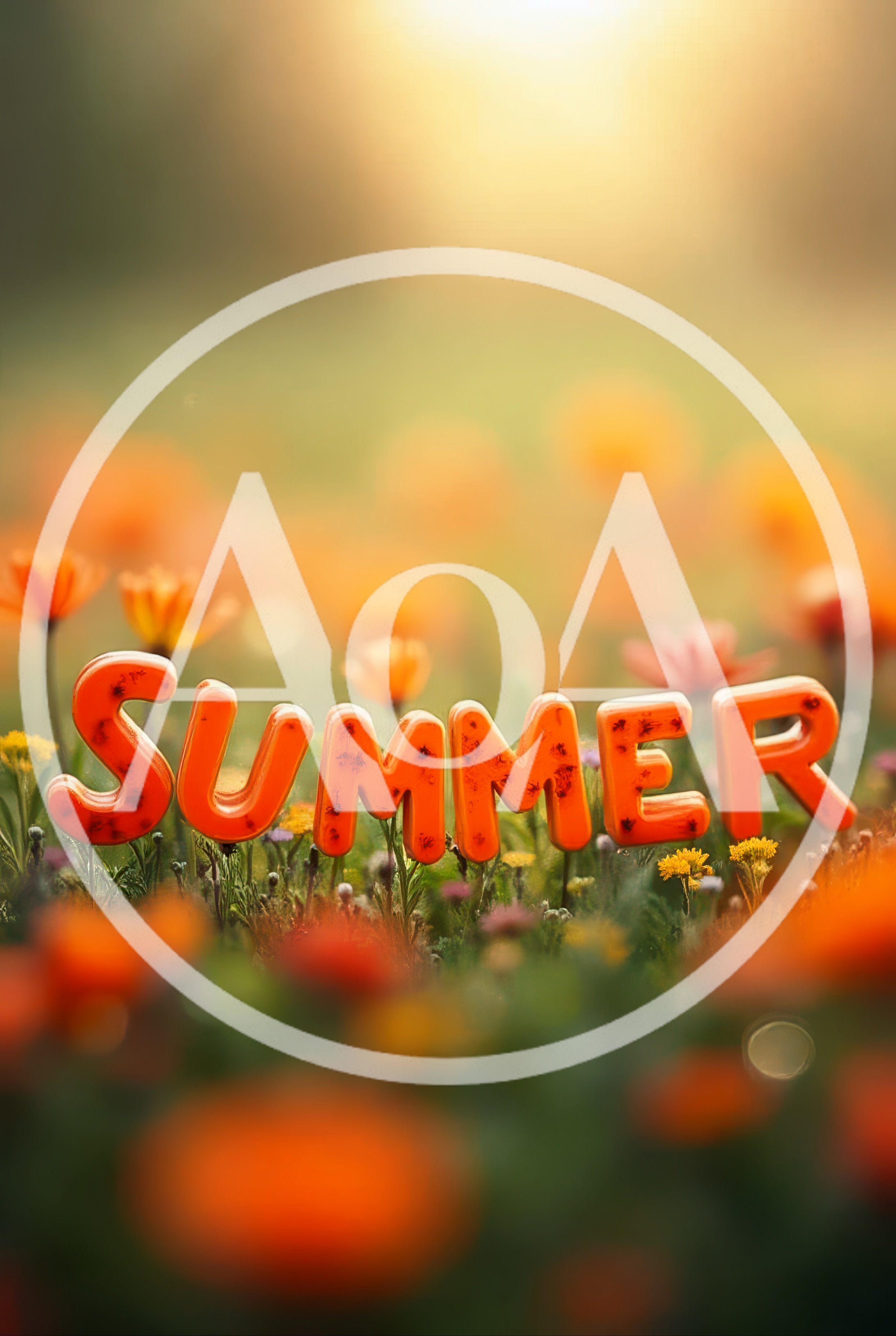 3D Summer Text Floating Over A Vibrant Wildflower Meadow