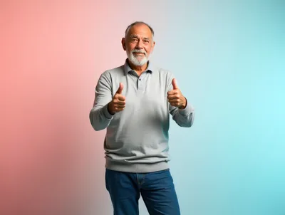 Senior Man Giving Double Thumbs Up
