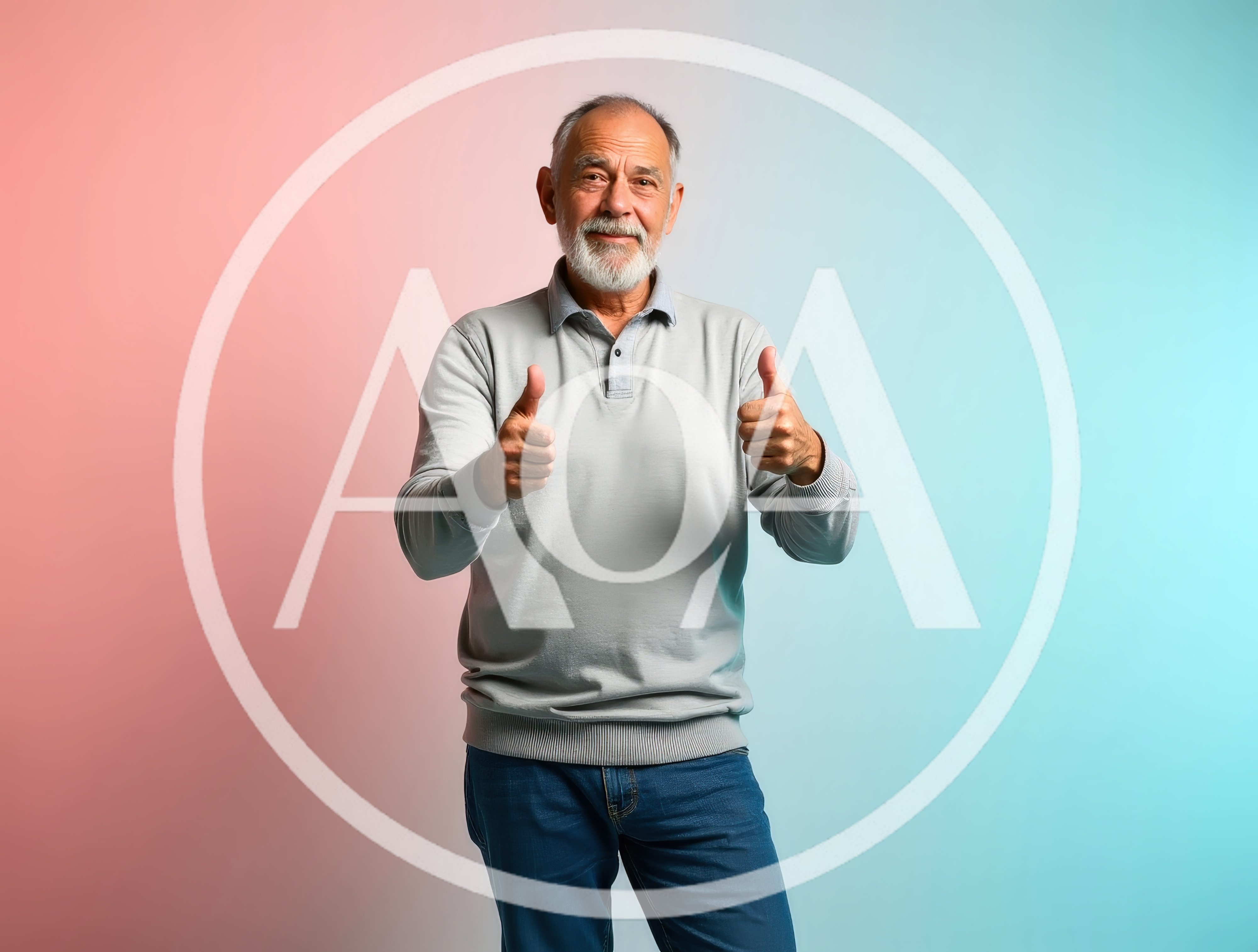 Senior Man Giving Double Thumbs Up