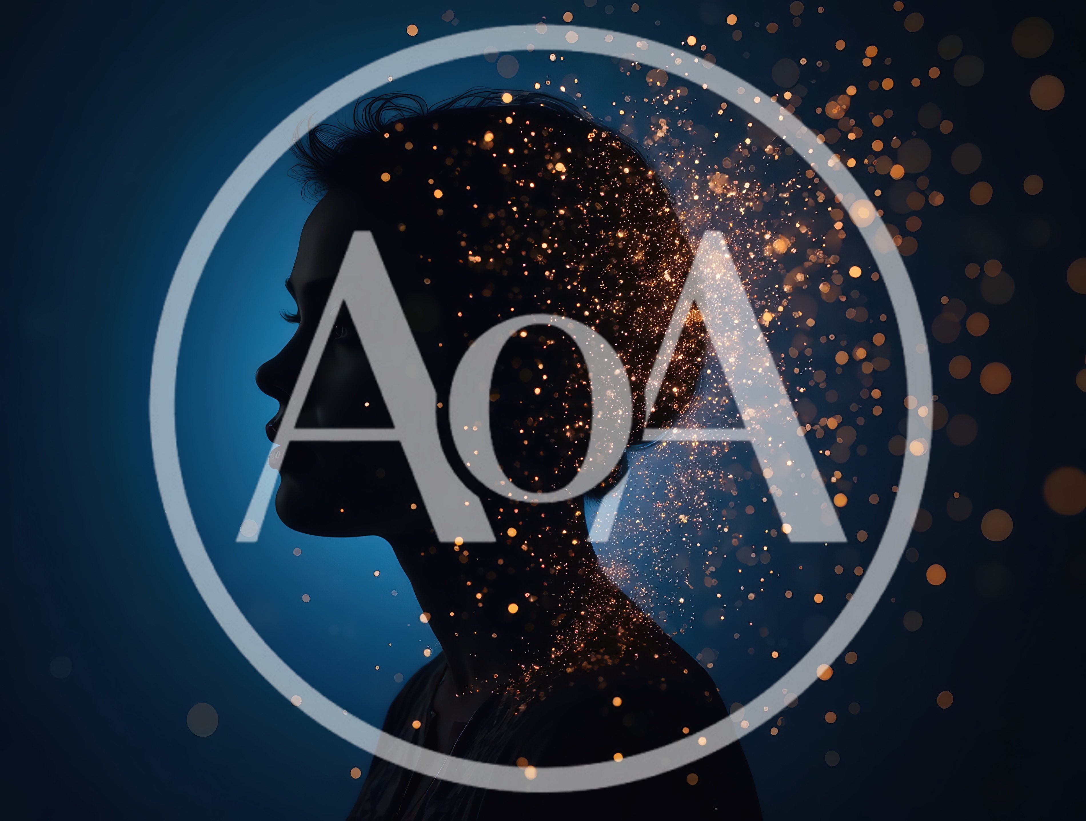 Silhouette Of A Woman Dissolving Into Golden Particles