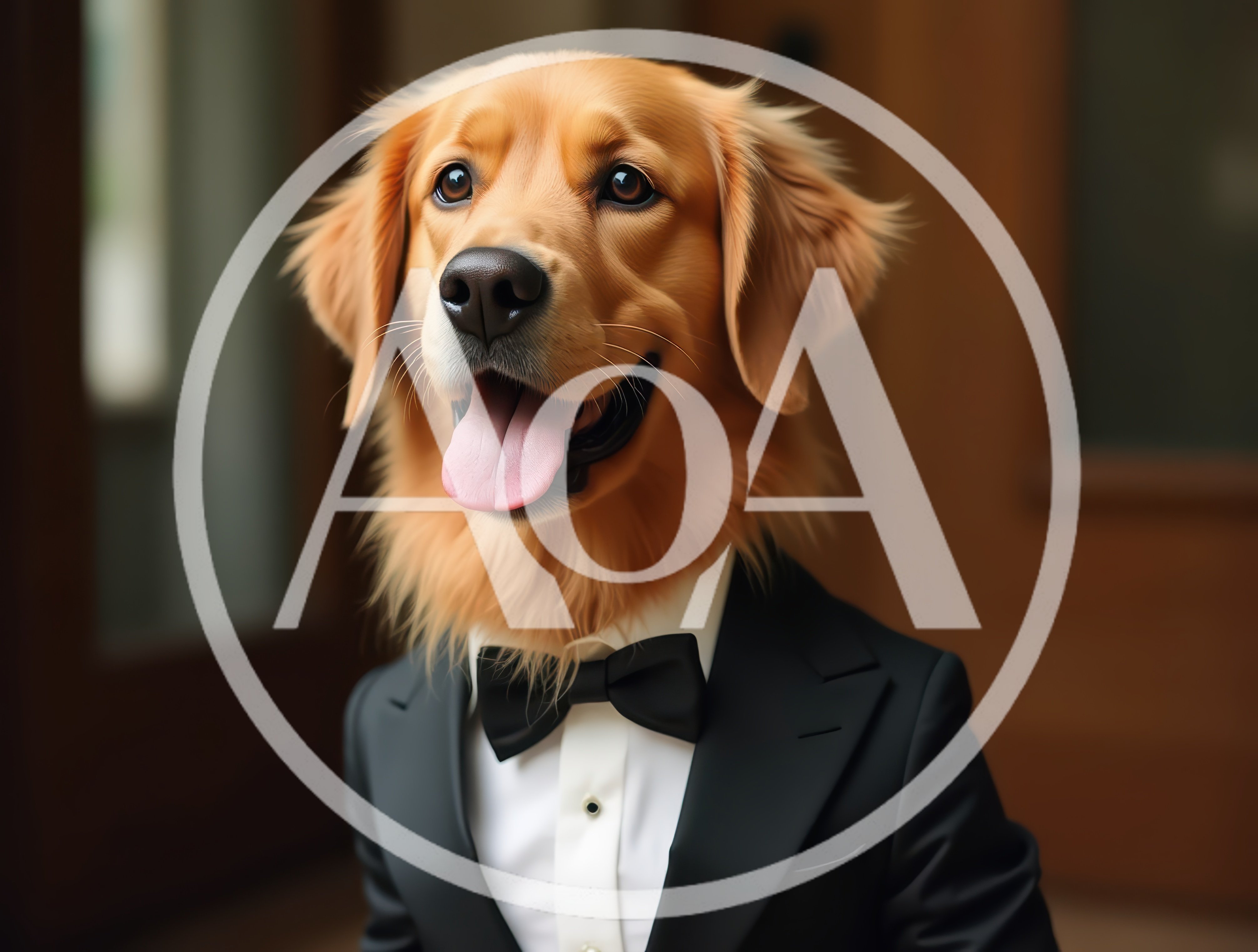 Golden Retriever Wearing A Formal Tuxedo