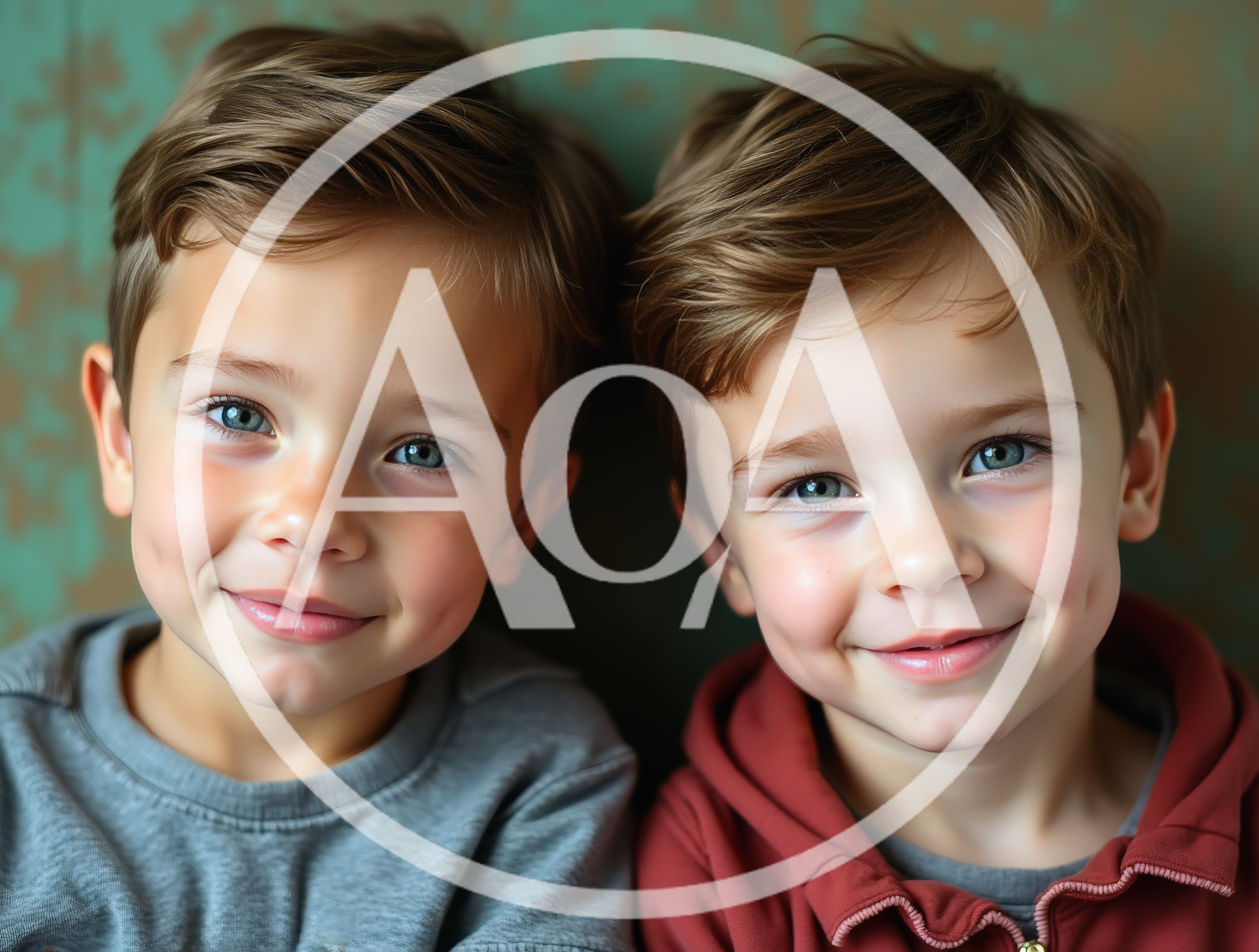 Portrait Of Two Young Twin Boys Smiling