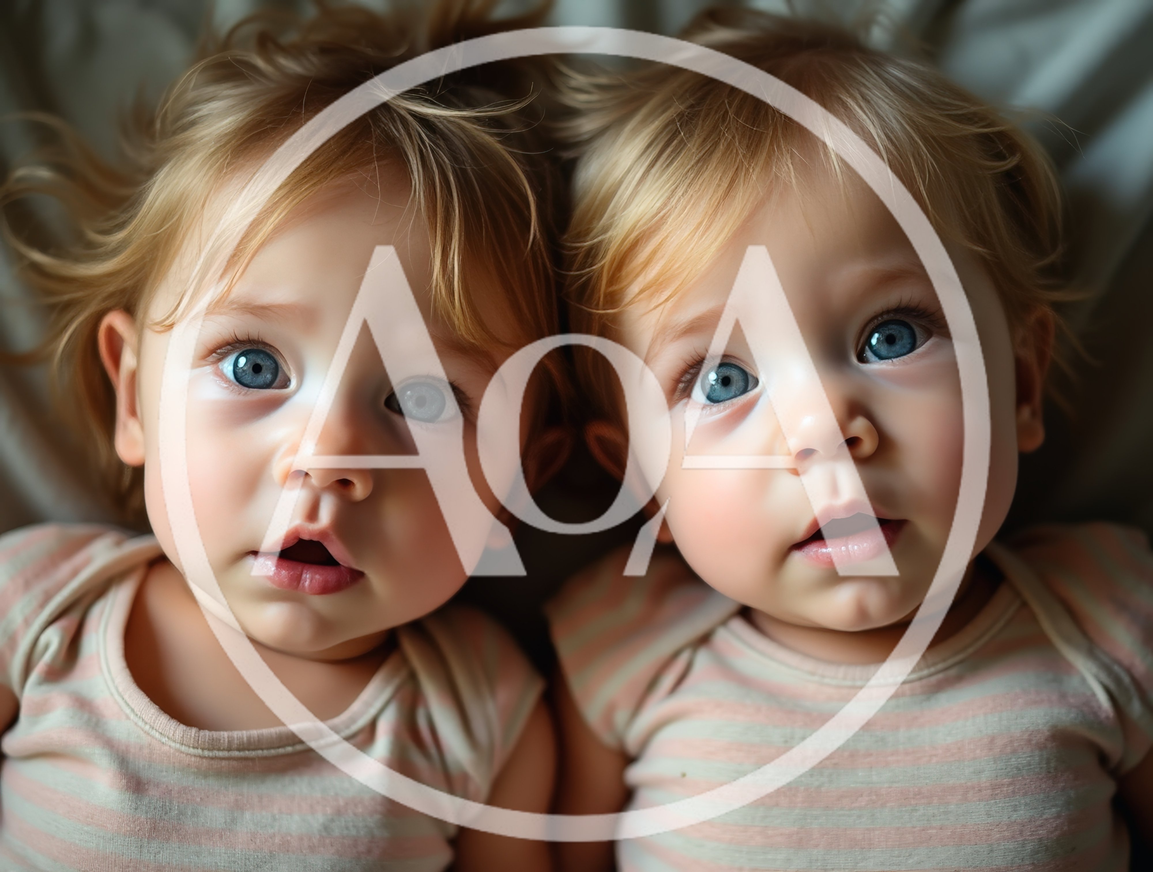 Two Identical Twin Babies Lying Down
