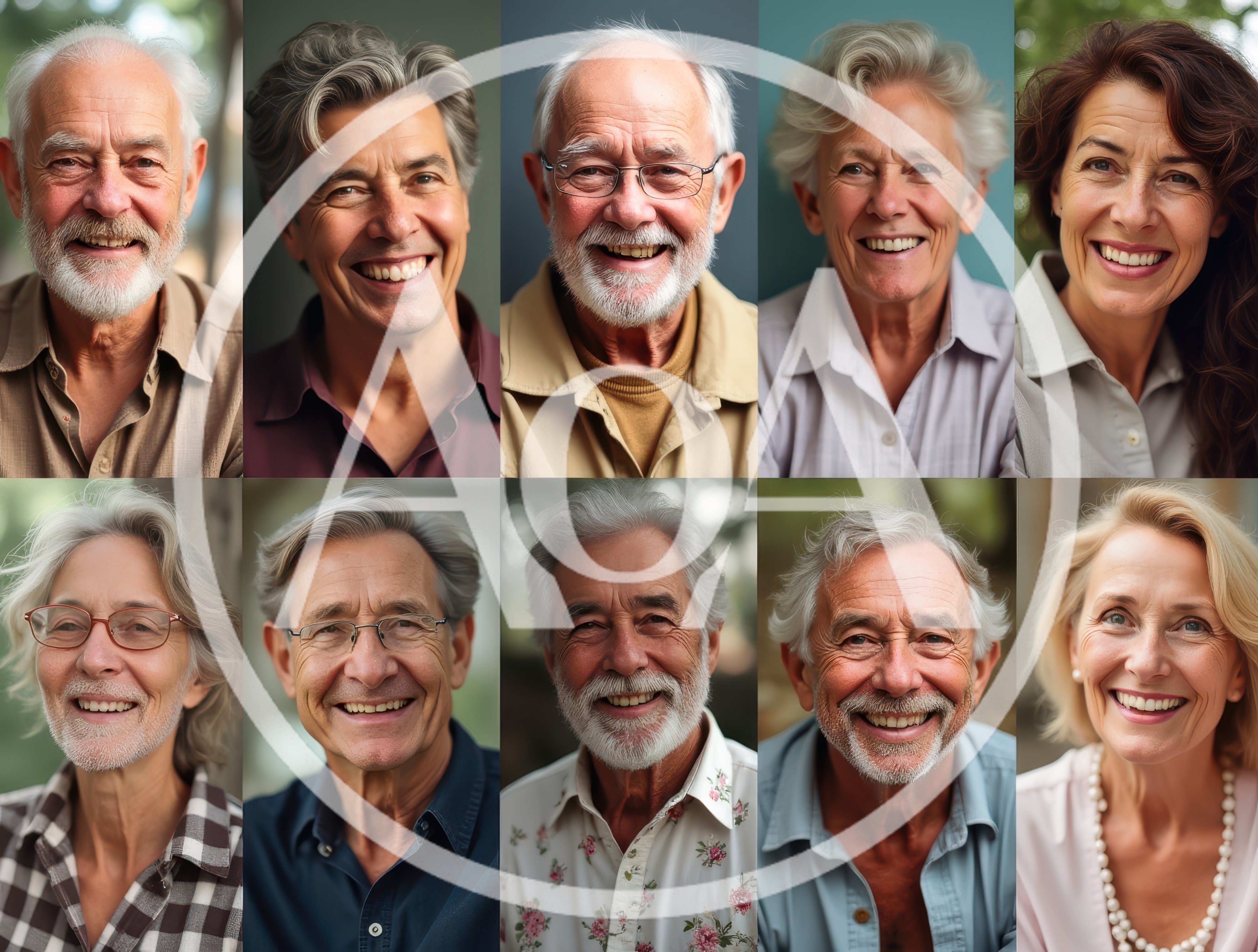 Collage Of Diverse Senior Adults Smiling At Camera