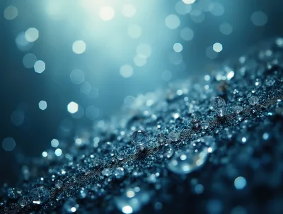 Macro Close Up Of Water Droplets On Dark Fabric