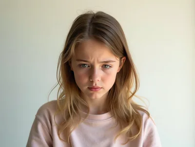 Portrait Of A Sad Young Girl