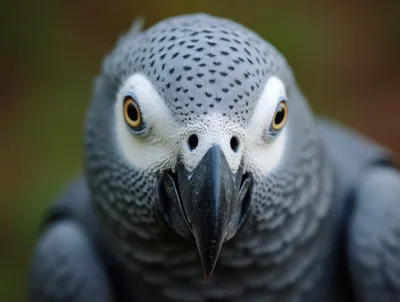 Close Up Portrait Of An African Grey Parrot