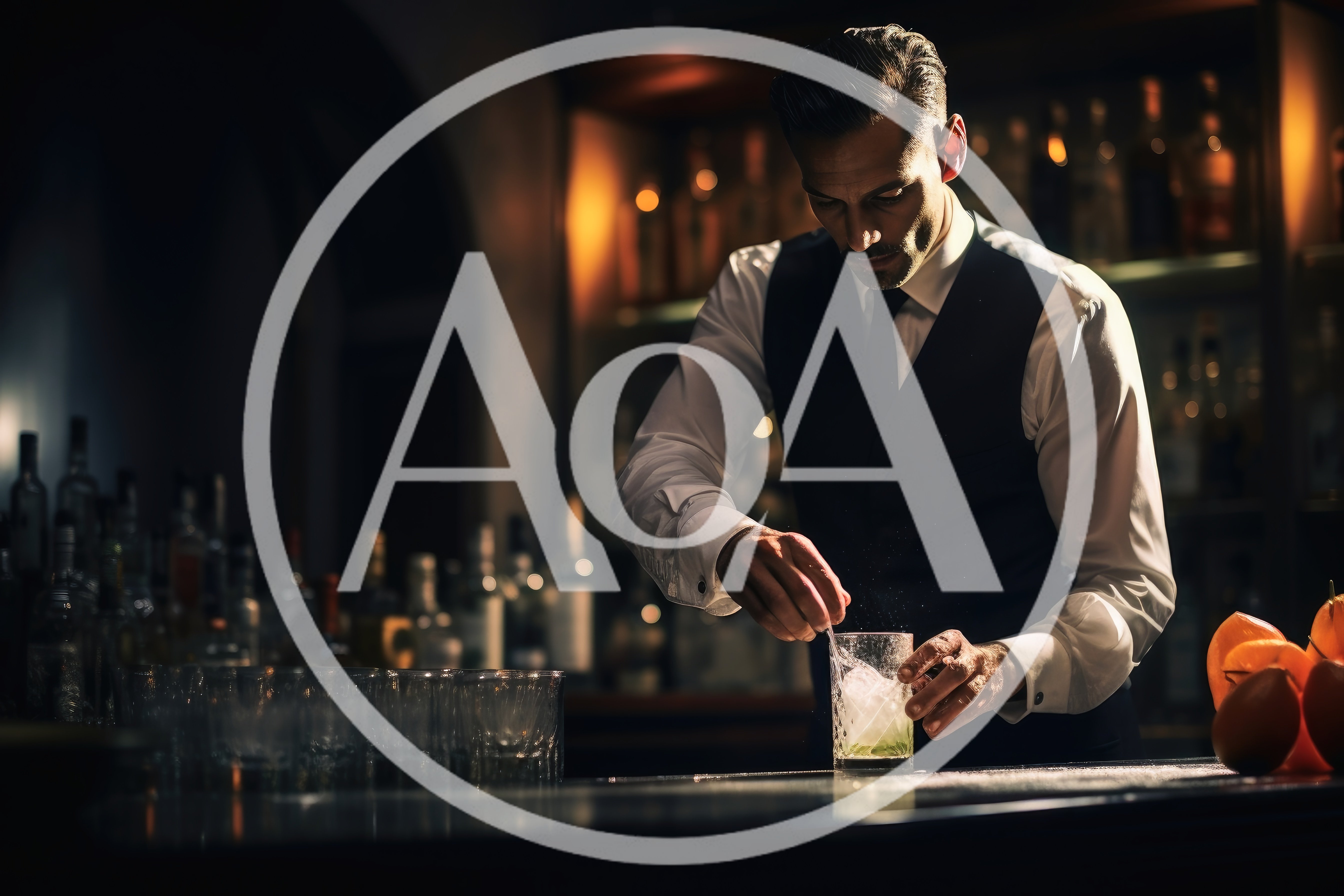 Professional Bartender Preparing A Cocktail In A Dimly Lit Bar
