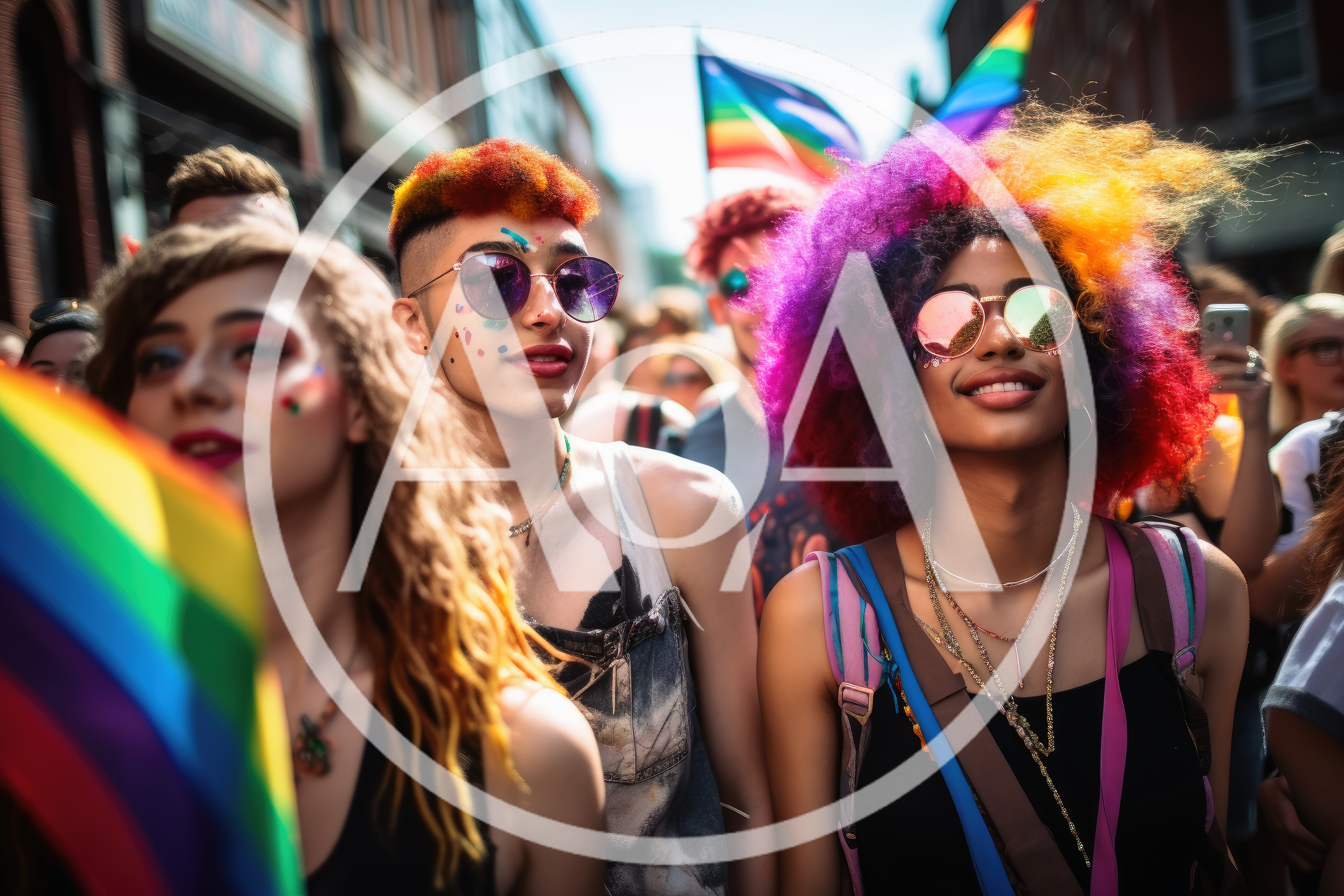 Diverse Group Celebrating At A Vibrant Pride Parade