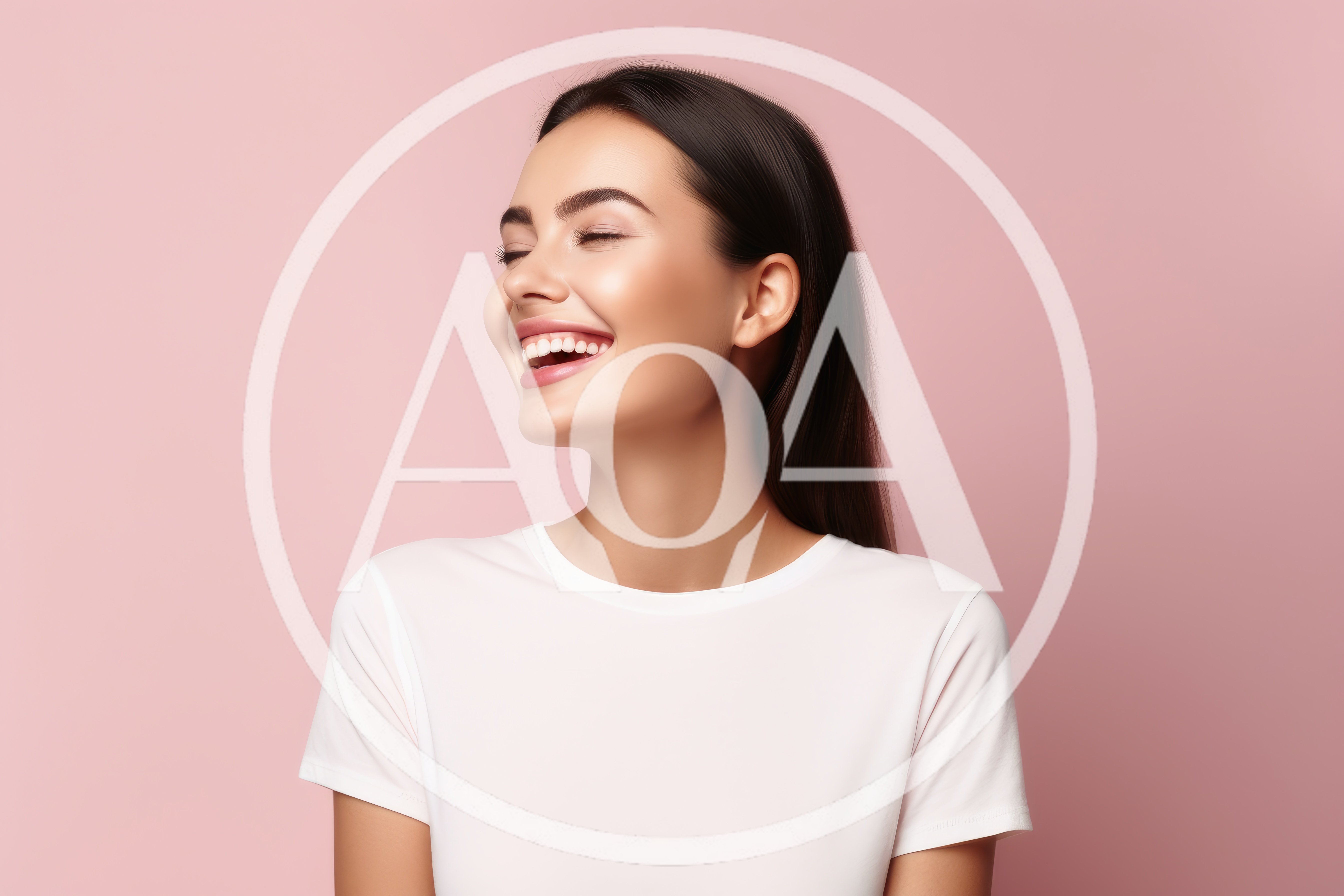 Happy Young Woman Smiling Against Pink Background