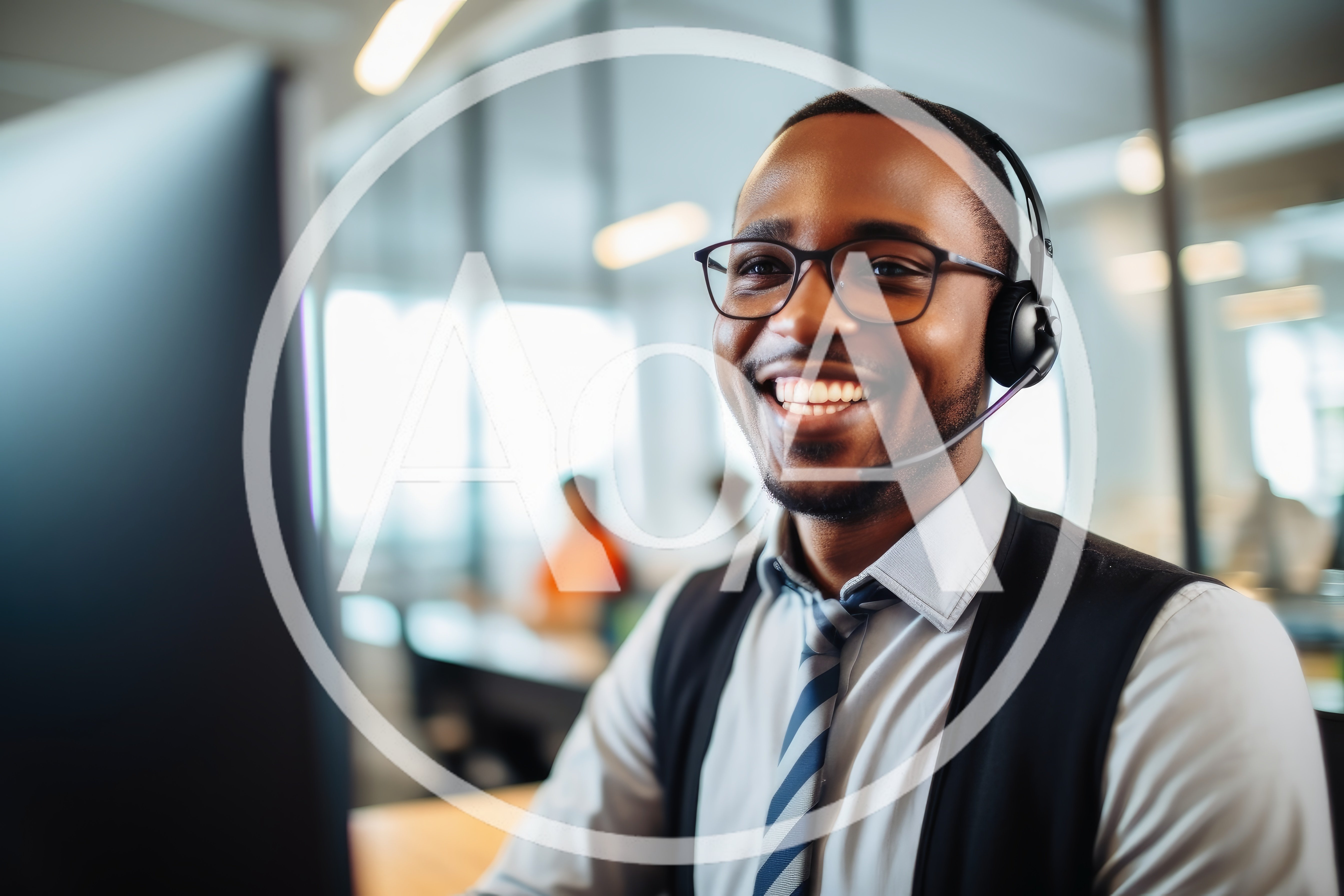 Smiling African American Customer Service Representative Working In Office