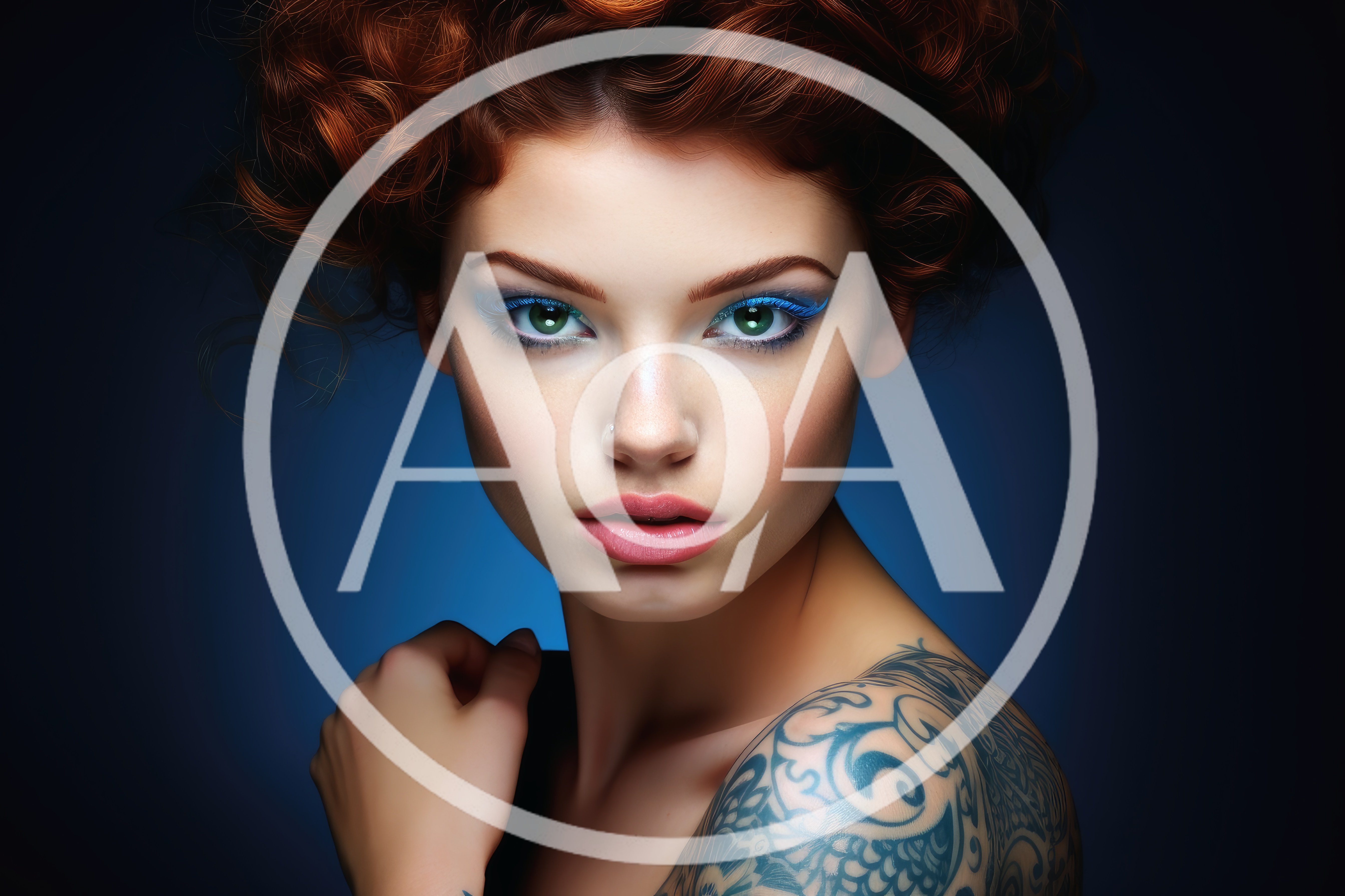Portrait Of A Woman With Red Hair And Tattoos