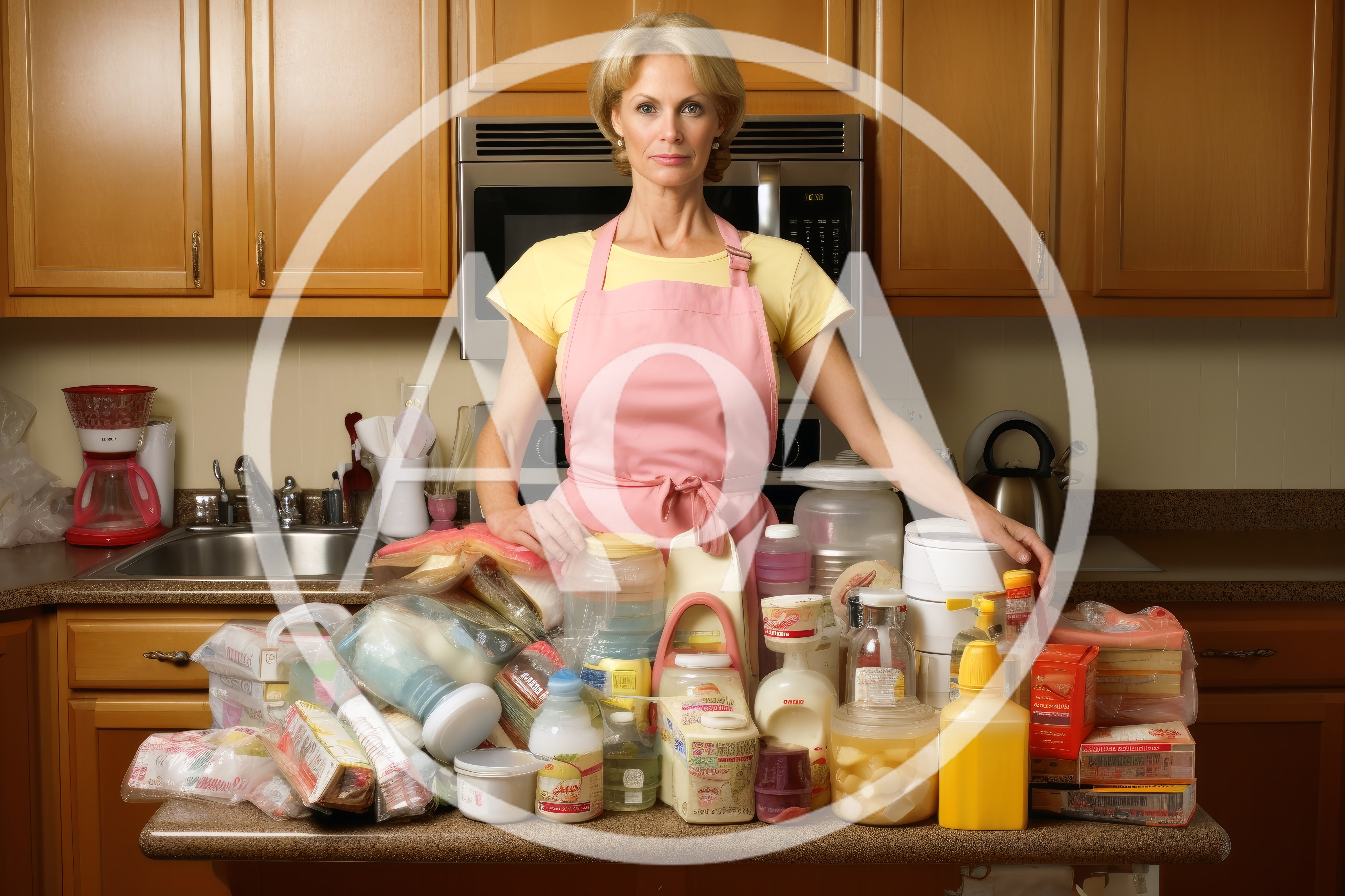 Woman Standing In Kitchen With Groceries On Counter