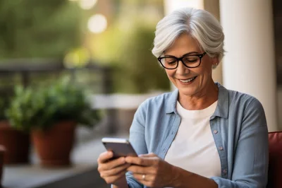 Senior Woman Using Smartphone Outdoors