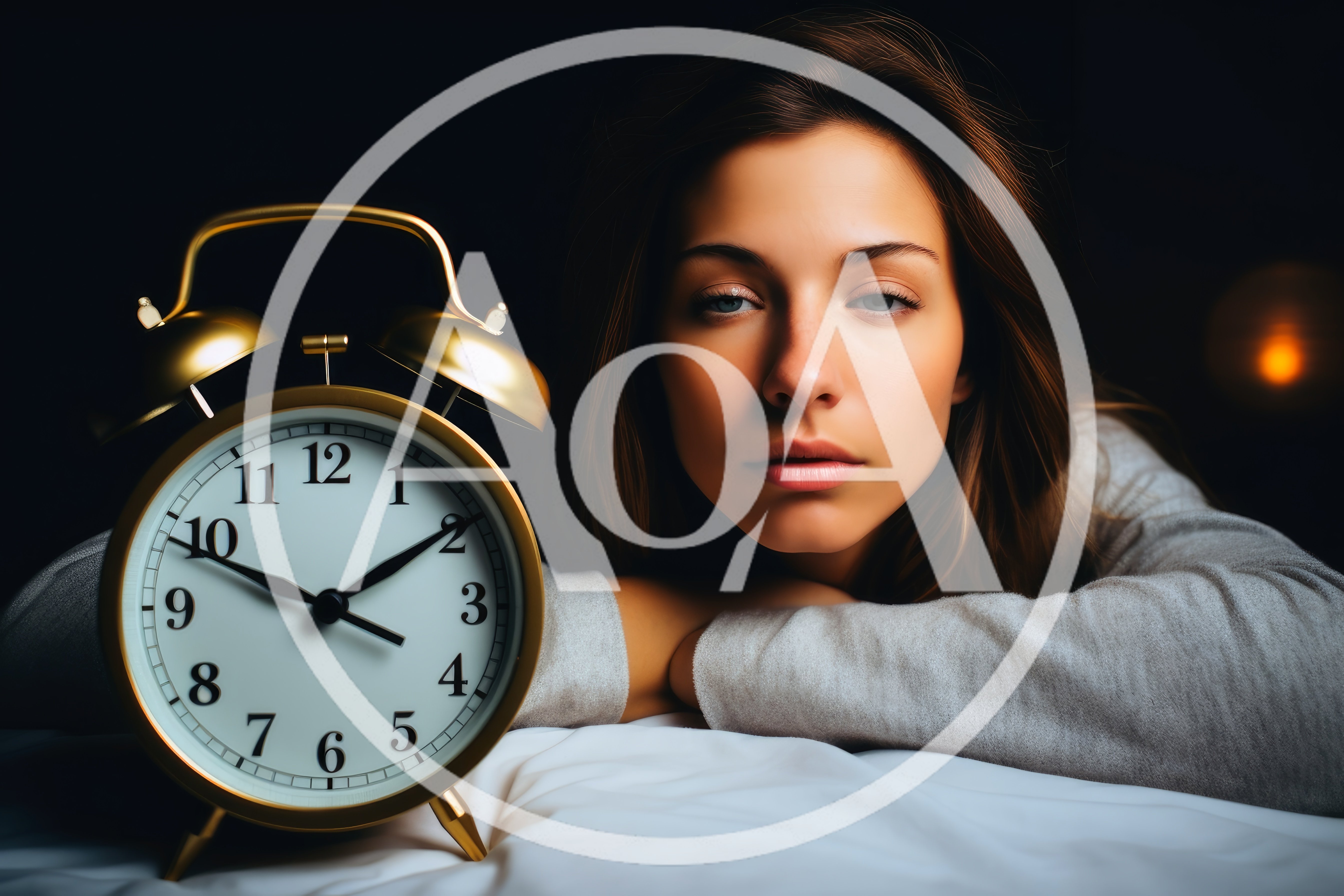Tired Woman Looking At Alarm Clock In Bed