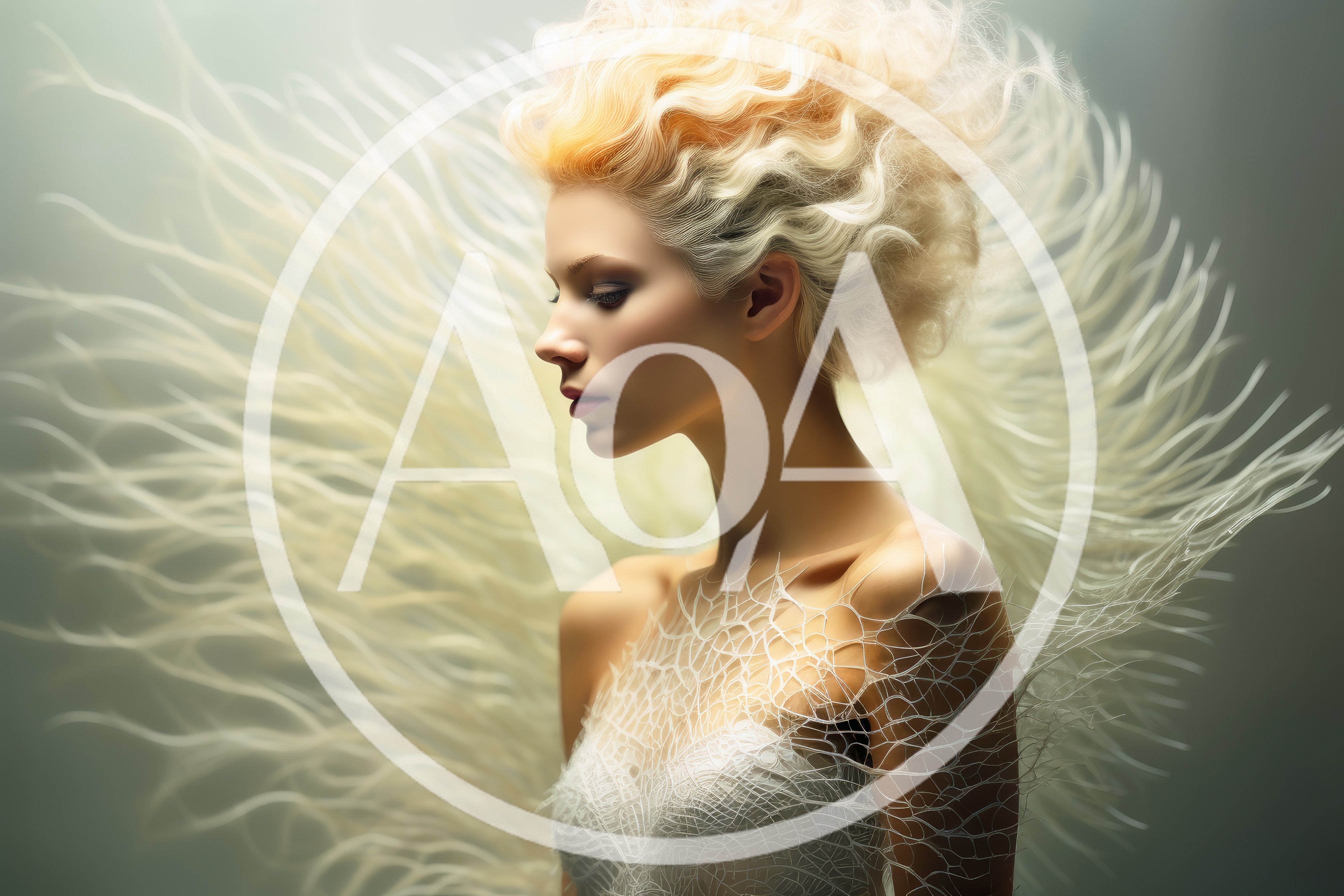 Ethereal Woman With Intricate Webbed Dress And Flowing Hair