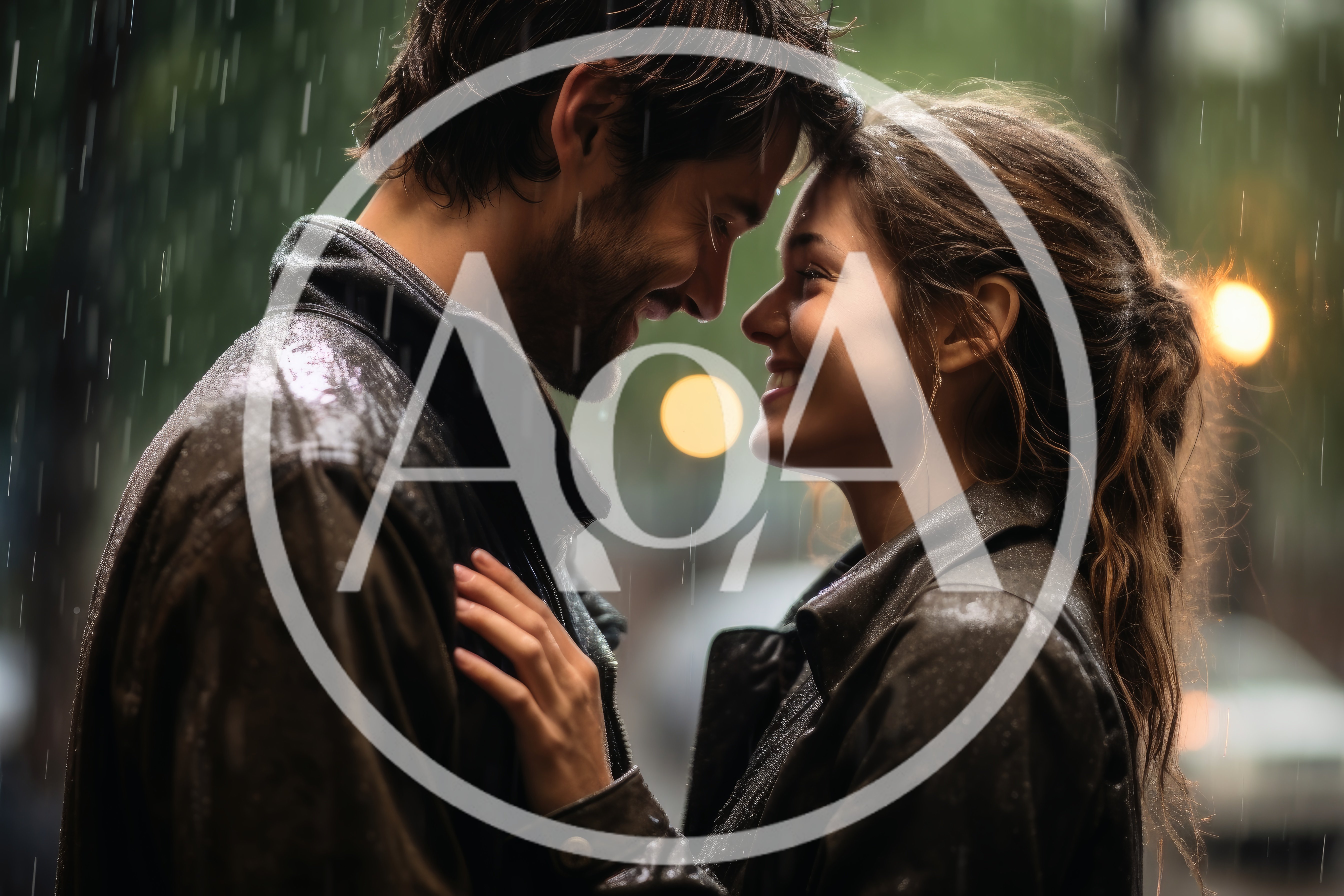 Romantic Couple Sharing An Intimate Moment In The Rain