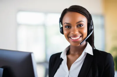 Professional Customer Service Representative Wearing Headset