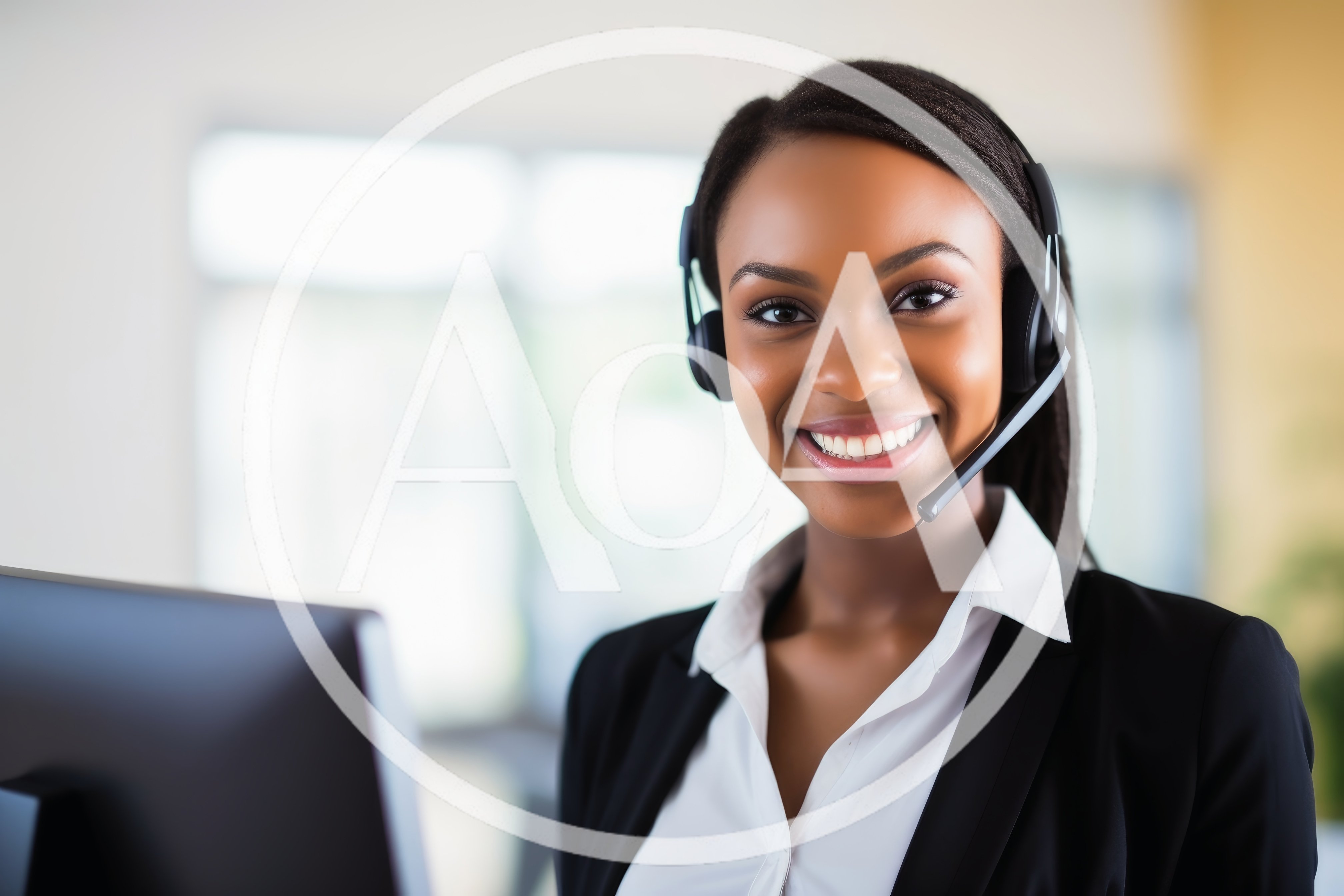 Professional Customer Service Representative Wearing Headset